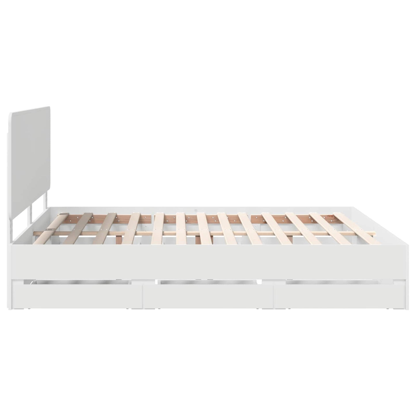 Bedframe met lade met opslag Wit 200 x 200 cm Ingenieurshout is nu te koop bij PeponiXL, paradijselijk wonen!