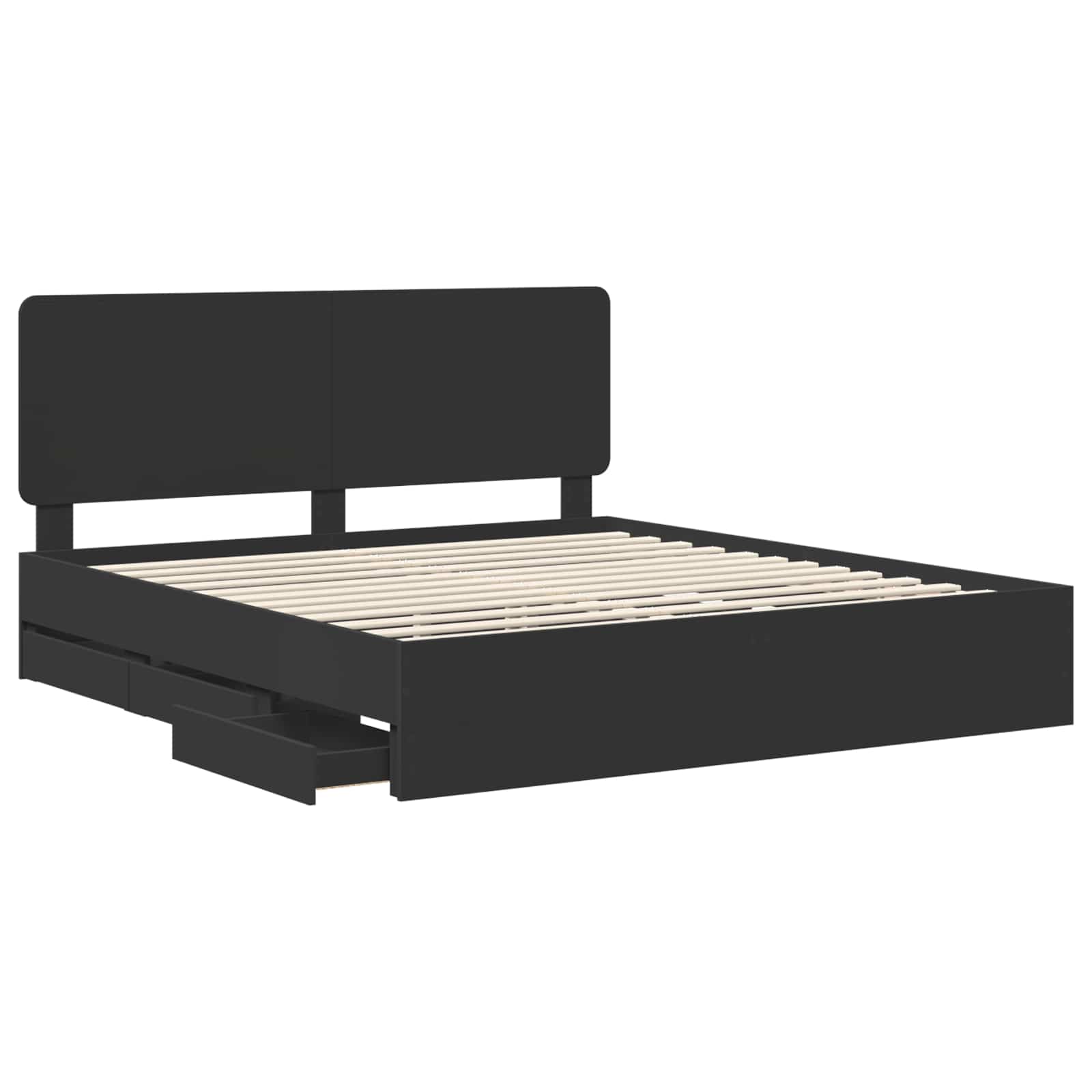 Bedframe met lade met opslag Zwart 200 x 200 cm Ingenieurshout is nu te koop bij PeponiXL, paradijselijk wonen!