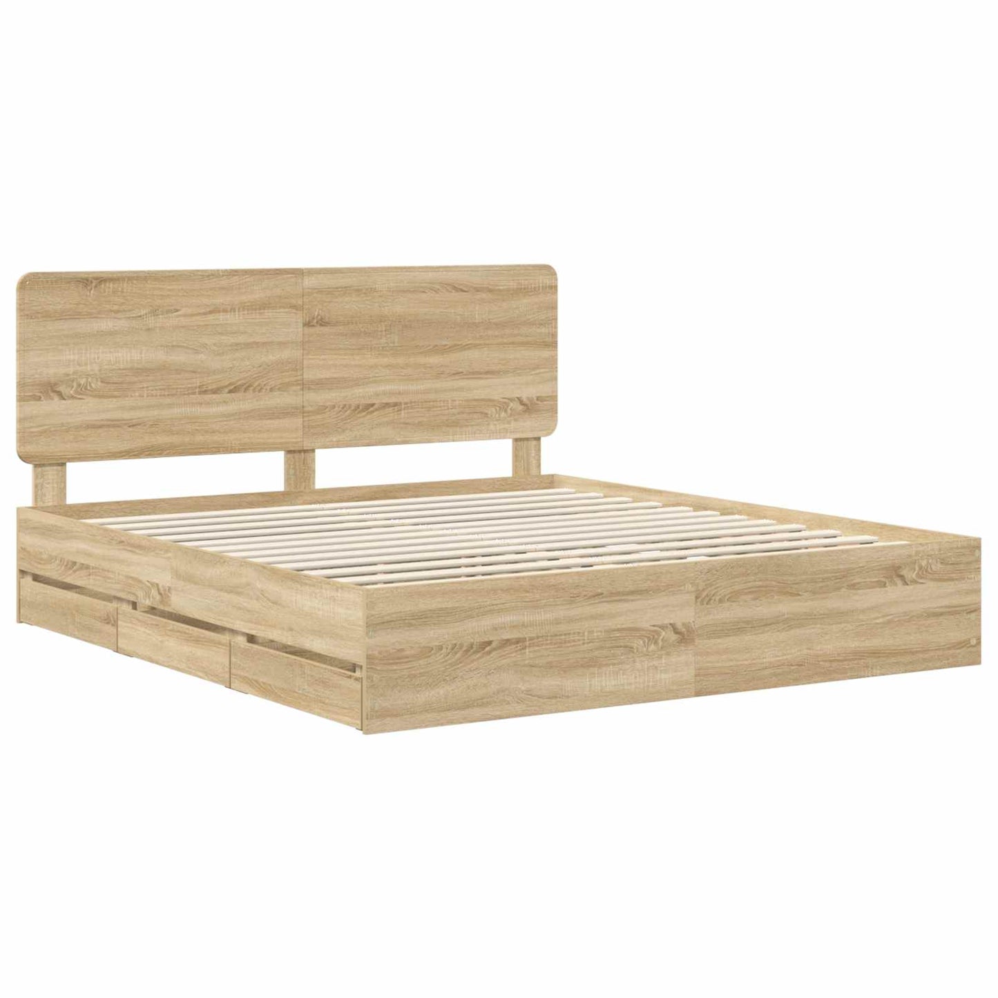 Bedframe met lade Sonoma Eiken 200 x 200 cm Ingenieurshout is nu te koop bij PeponiXL, paradijselijk wonen!