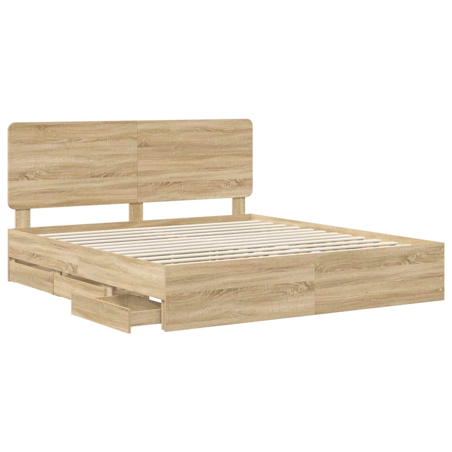 Bedframe met lade Sonoma Eiken 200 x 200 cm Ingenieurshout is nu te koop bij PeponiXL, paradijselijk wonen!