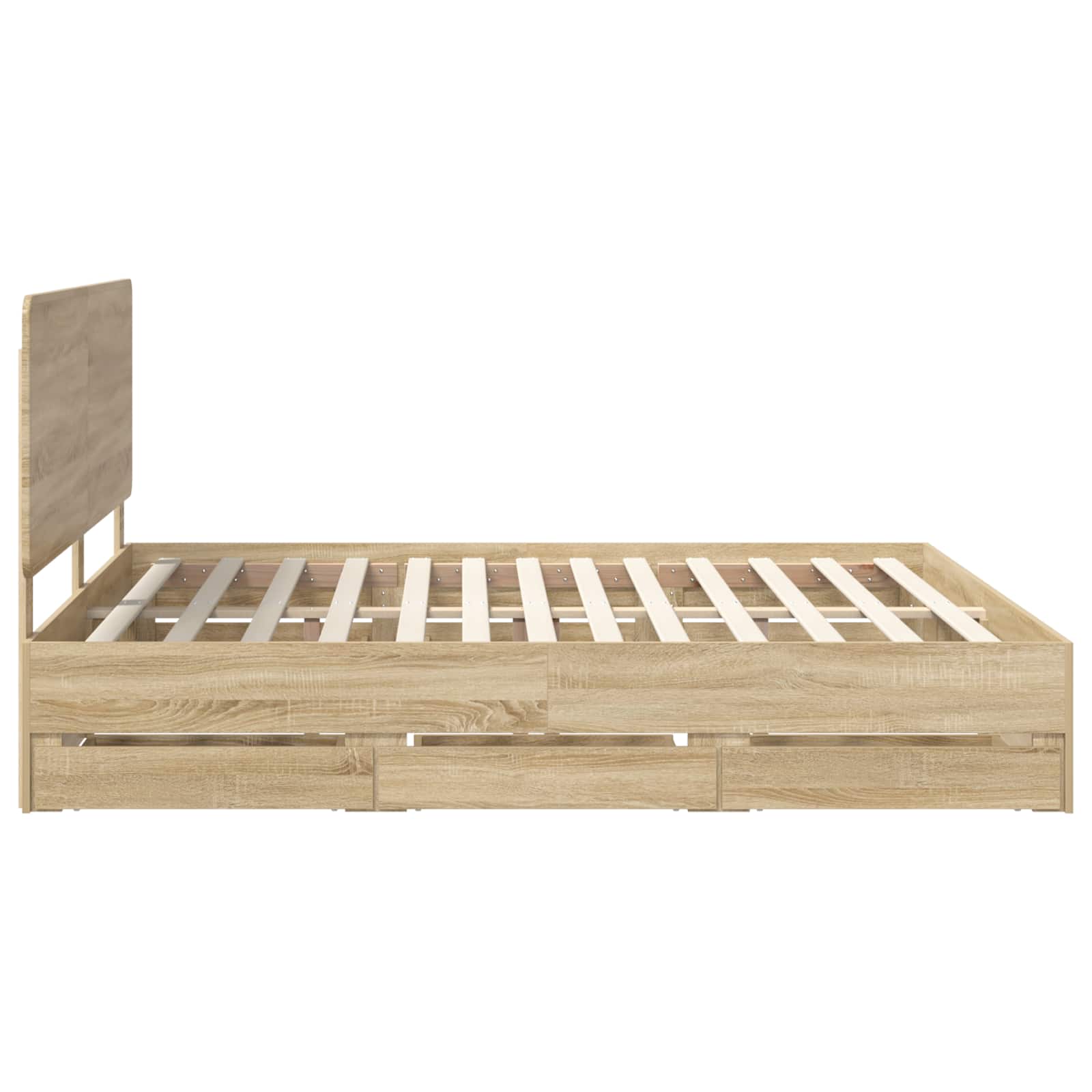 Bedframe met lade Sonoma Eiken 200 x 200 cm Ingenieurshout is nu te koop bij PeponiXL, paradijselijk wonen!