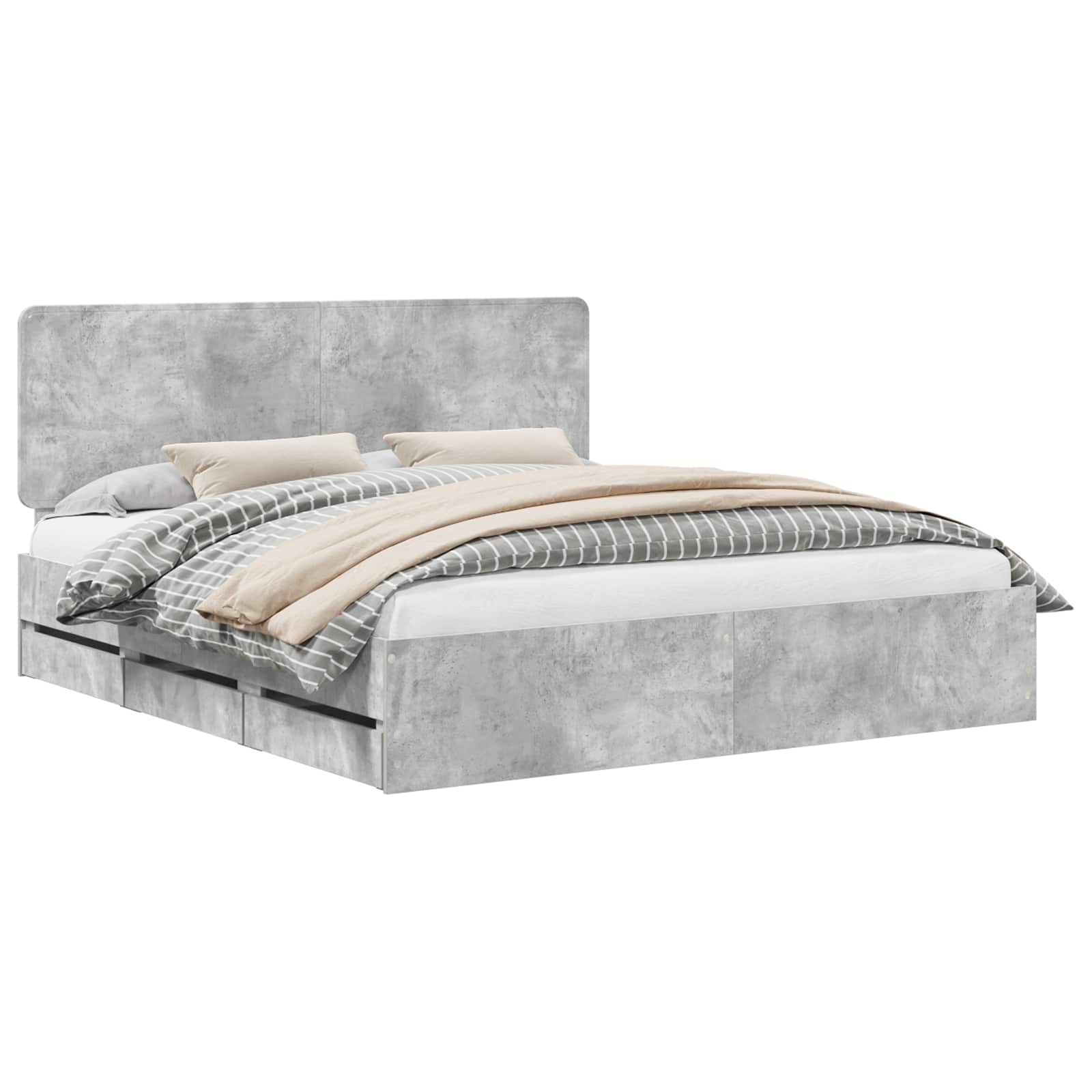 Bedframe met lade Beton Grijs 200 x 200 cm Ingenieurshout is nu te koop bij PeponiXL, paradijselijk wonen!