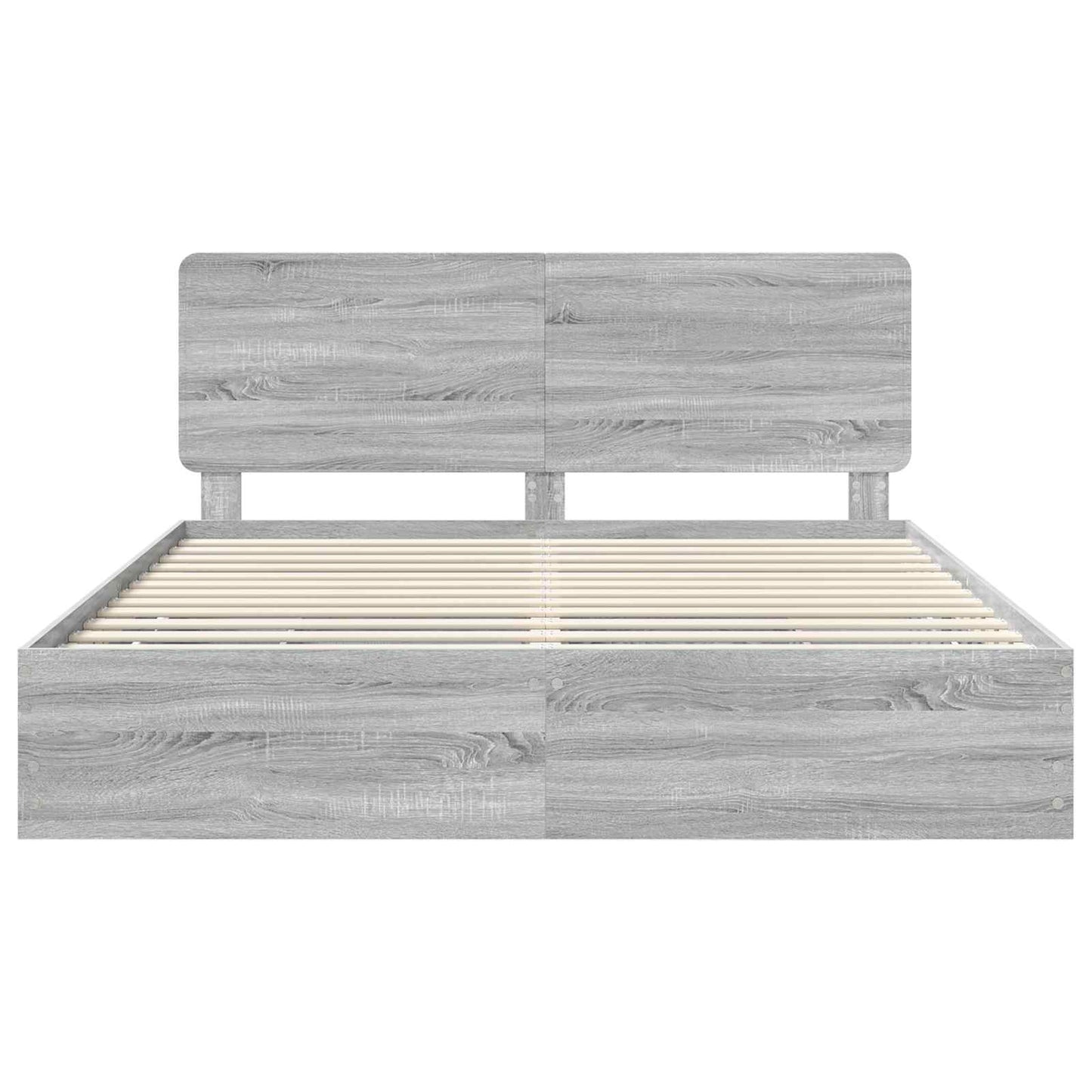 Bedframe met lade Grijs Sonoma 200 x 200 cm Ingenieurshout is nu te koop bij PeponiXL, paradijselijk wonen!