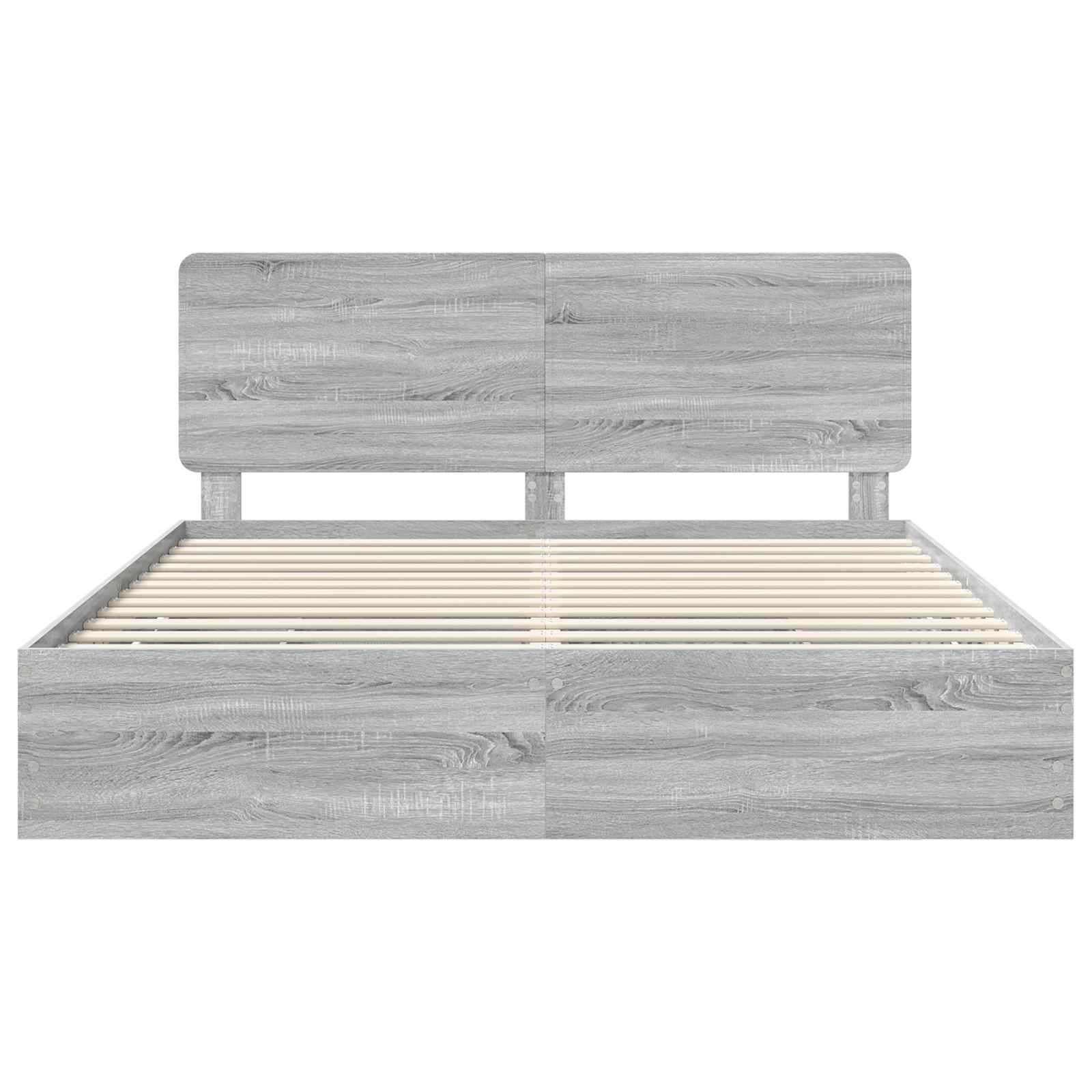 Bedframe met lade Grijs Sonoma 200 x 200 cm Ingenieurshout is nu te koop bij PeponiXL, paradijselijk wonen!