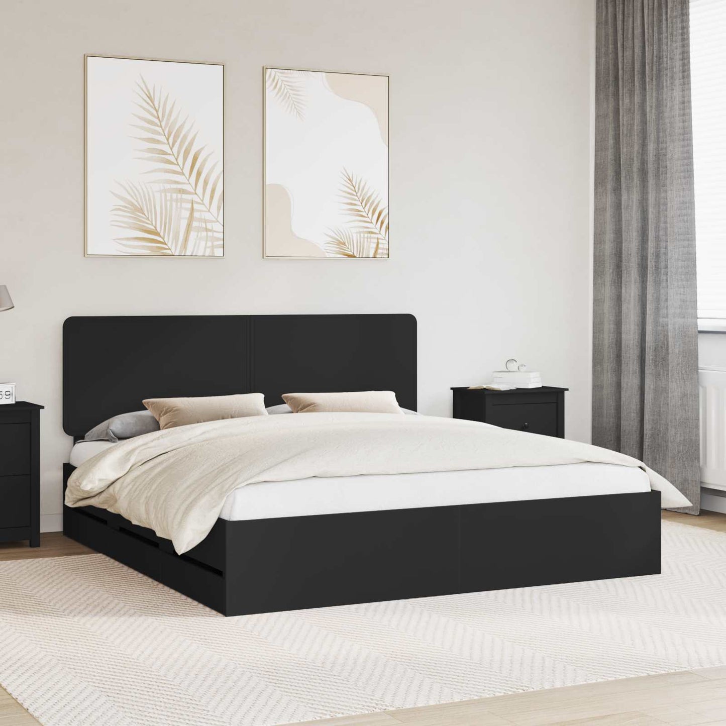 Bedframe met lade met opslag Zwart 180 x 200 cm Ingenieurshout is nu te koop bij PeponiXL, paradijselijk wonen!