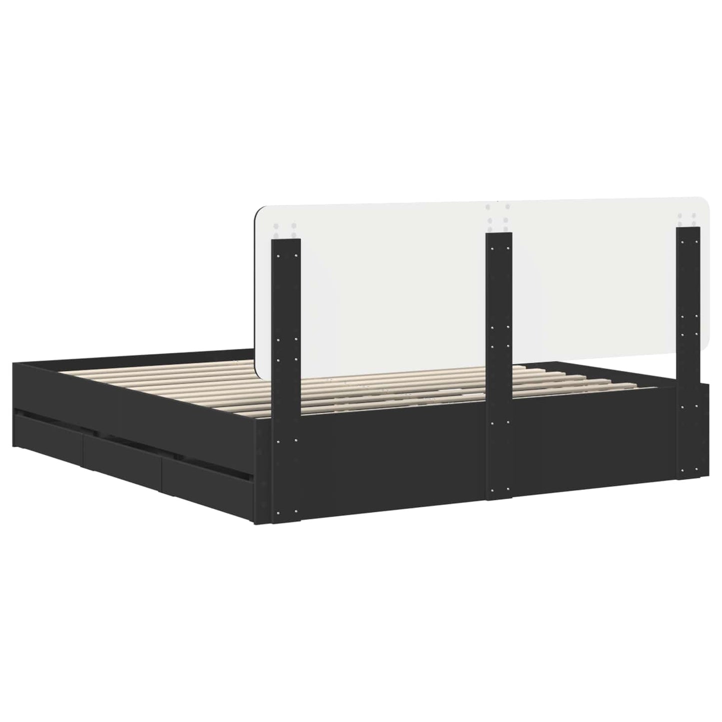 Bedframe met lade met opslag Zwart 180 x 200 cm Ingenieurshout is nu te koop bij PeponiXL, paradijselijk wonen!