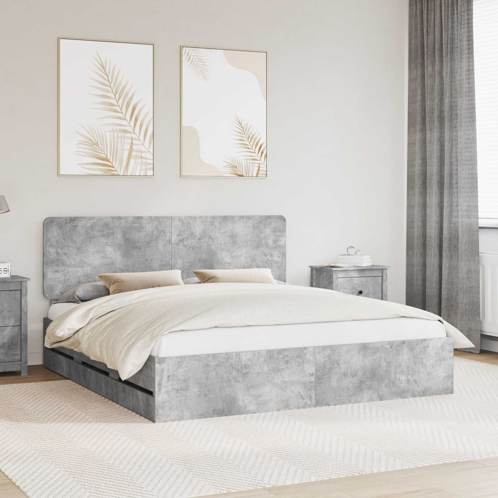 Bedframe met lade Beton Grijs 180 x 200 cm Ingenieurshout is nu te koop bij PeponiXL, paradijselijk wonen!