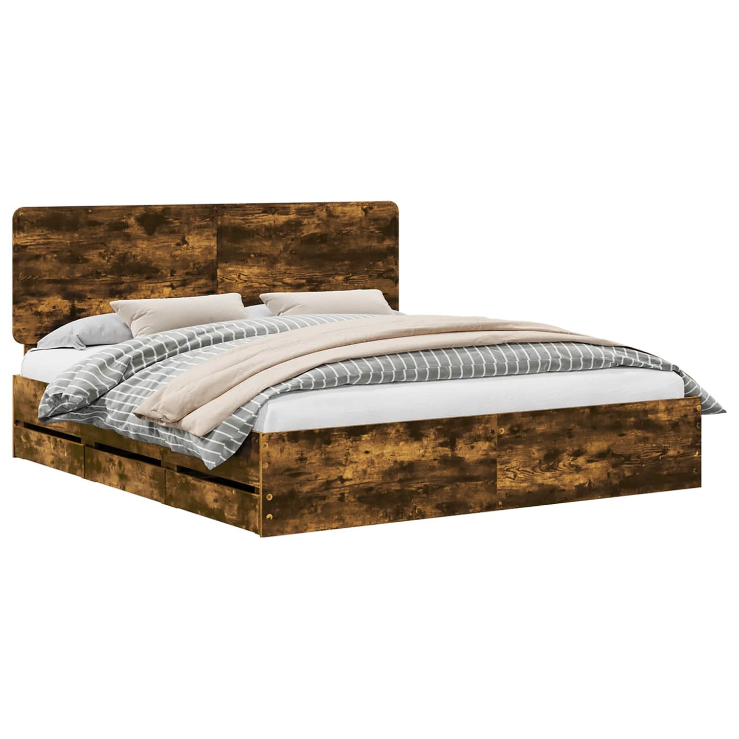 Bedframe met lade Gerookt eiken 180 x 200 cm Ingenieurshout is nu te koop bij PeponiXL, paradijselijk wonen!