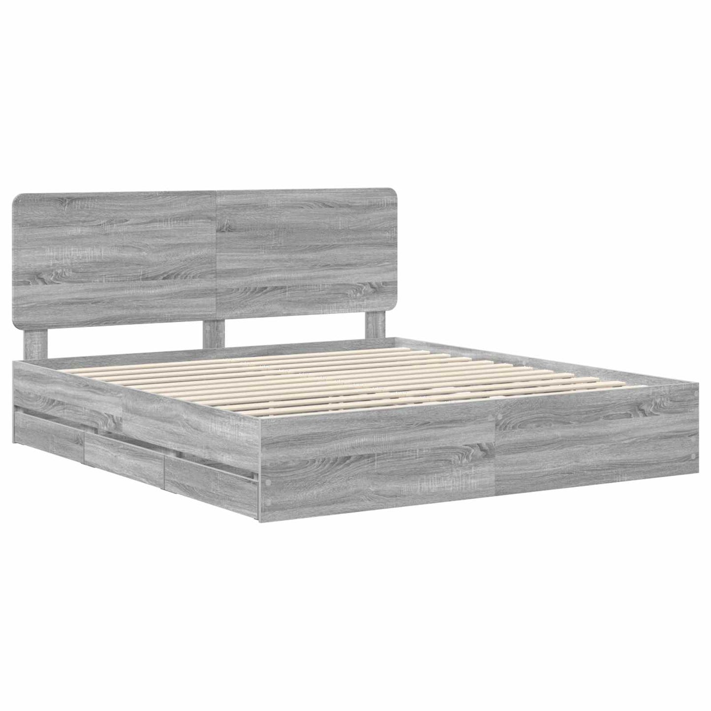 Bedframe met lade Grijs Sonoma 180 x 200 cm Ingenieurshout is nu te koop bij PeponiXL, paradijselijk wonen!
