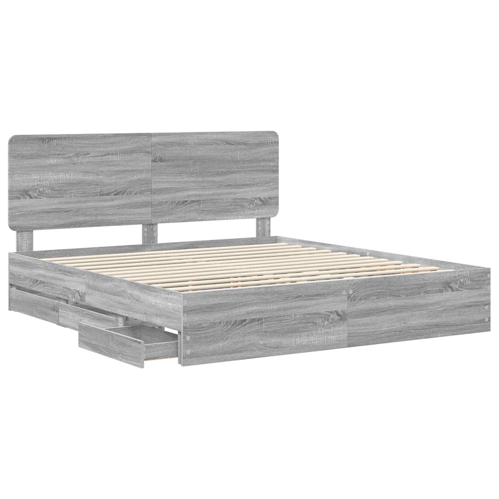Bedframe met lade Grijs Sonoma 180 x 200 cm Ingenieurshout is nu te koop bij PeponiXL, paradijselijk wonen!