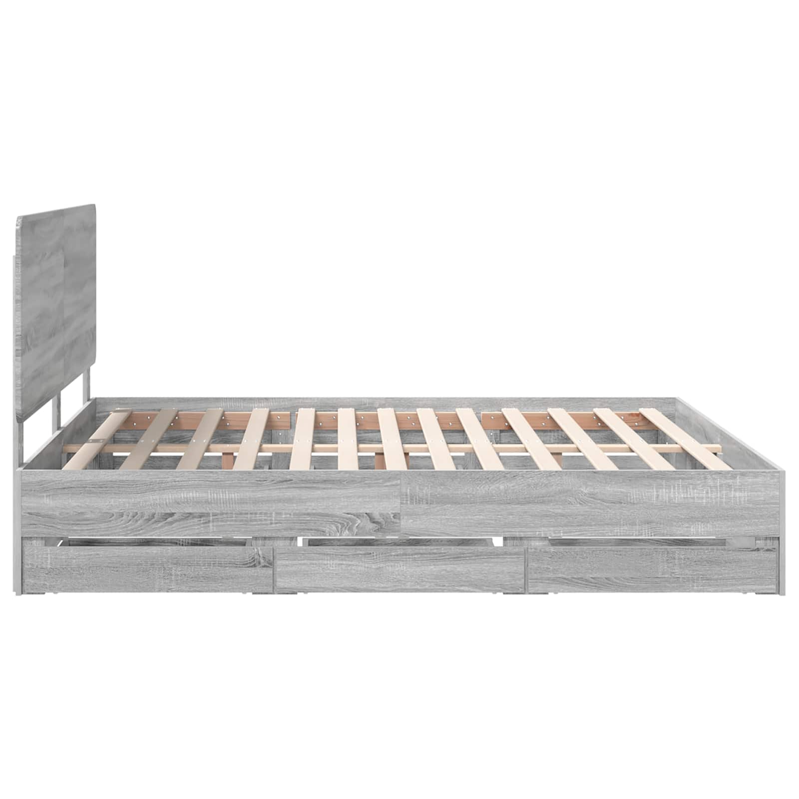 Bedframe met lade Grijs Sonoma 180 x 200 cm Ingenieurshout is nu te koop bij PeponiXL, paradijselijk wonen!