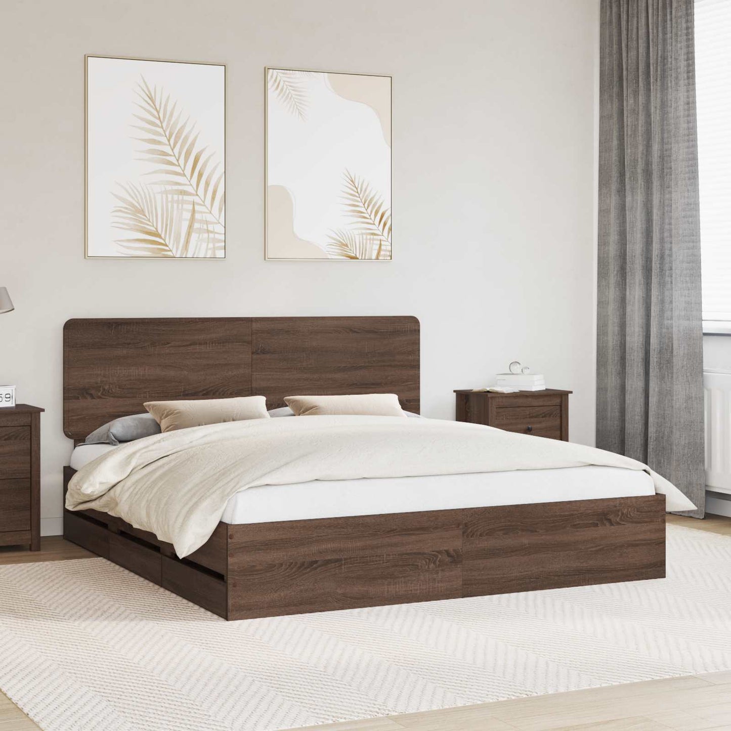 Bedframe met lade Bruin Eiken 180 x 200 cm Ingenieurshout