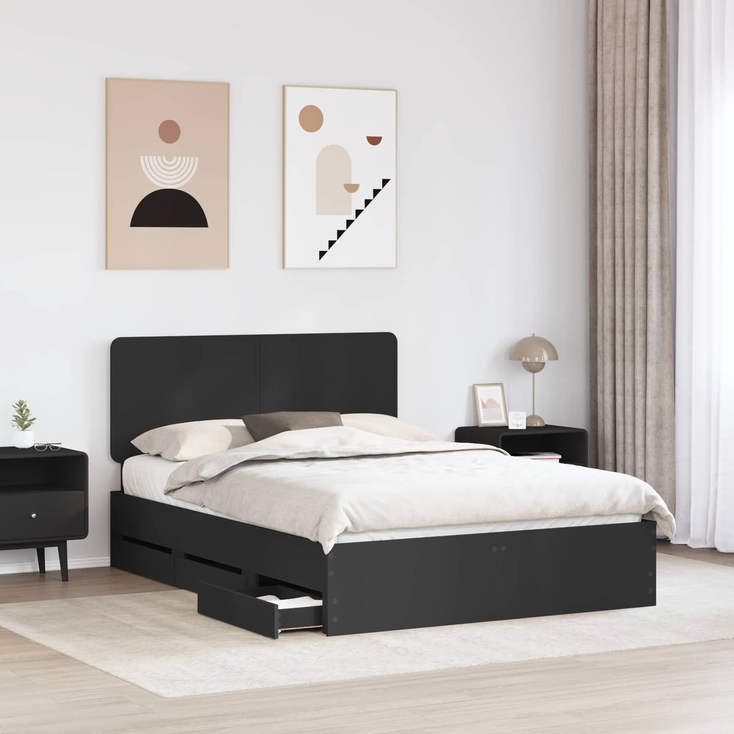 Bedframe met lade met opslag Zwart 160 x 200 cm Ingenieurshout is nu te koop bij PeponiXL, paradijselijk wonen!