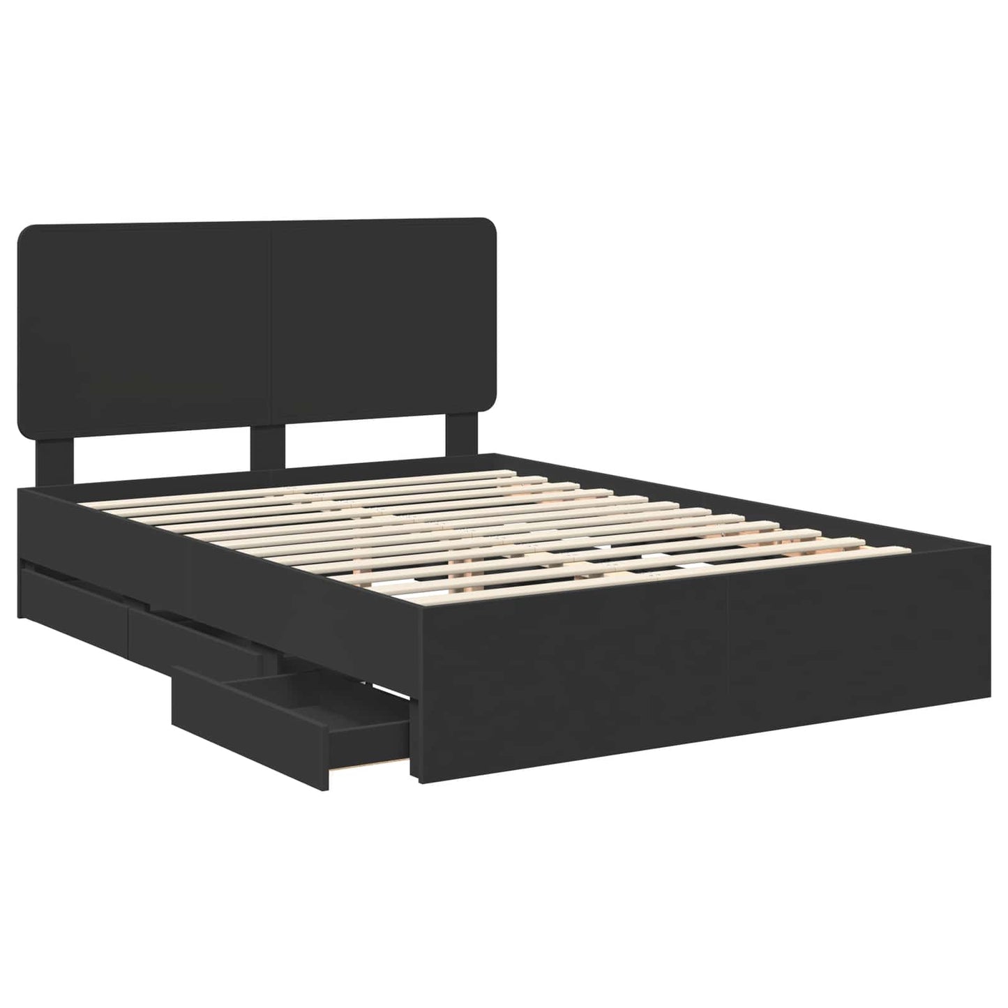Bedframe met lade met opslag Zwart 160 x 200 cm Ingenieurshout is nu te koop bij PeponiXL, paradijselijk wonen!