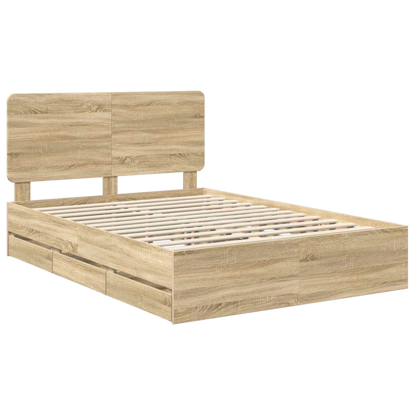 Bedframe met lade Sonoma Eiken 160 x 200 cm Ingenieurshout is nu te koop bij PeponiXL, paradijselijk wonen!