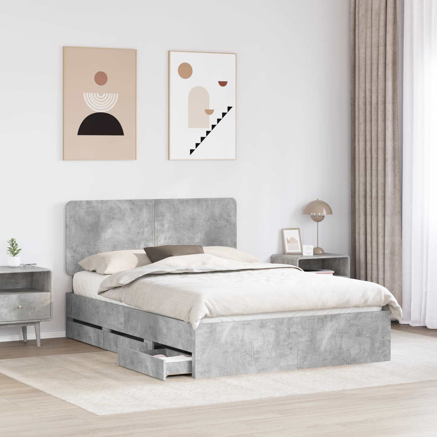 Bedframe met lade Beton Grijs 160 x 200 cm Ingenieurshout is nu te koop bij PeponiXL, paradijselijk wonen!