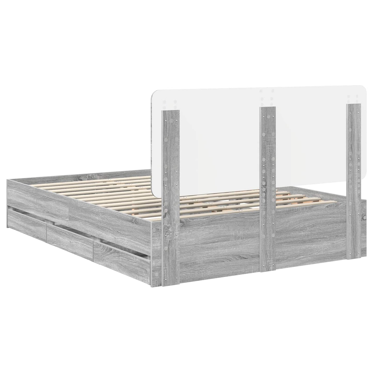 Bedframe met lade Grijs Sonoma 160 x 200 cm Ingenieurshout is nu te koop bij PeponiXL, paradijselijk wonen!
