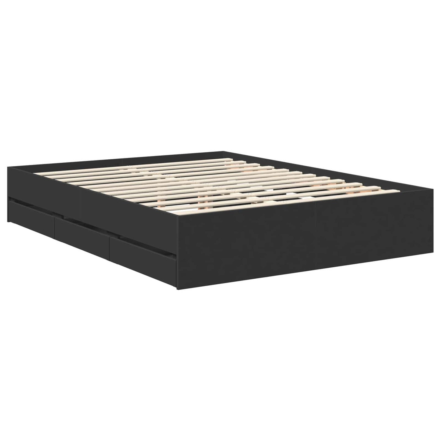 Bedframe met lade met opslag Zwart 150 x 200 cm Ingenieurshout is nu te koop bij PeponiXL, paradijselijk wonen!