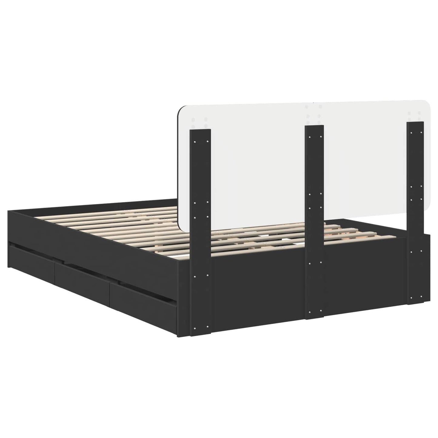Bedframe met lade met opslag Zwart 150 x 200 cm Ingenieurshout is nu te koop bij PeponiXL, paradijselijk wonen!