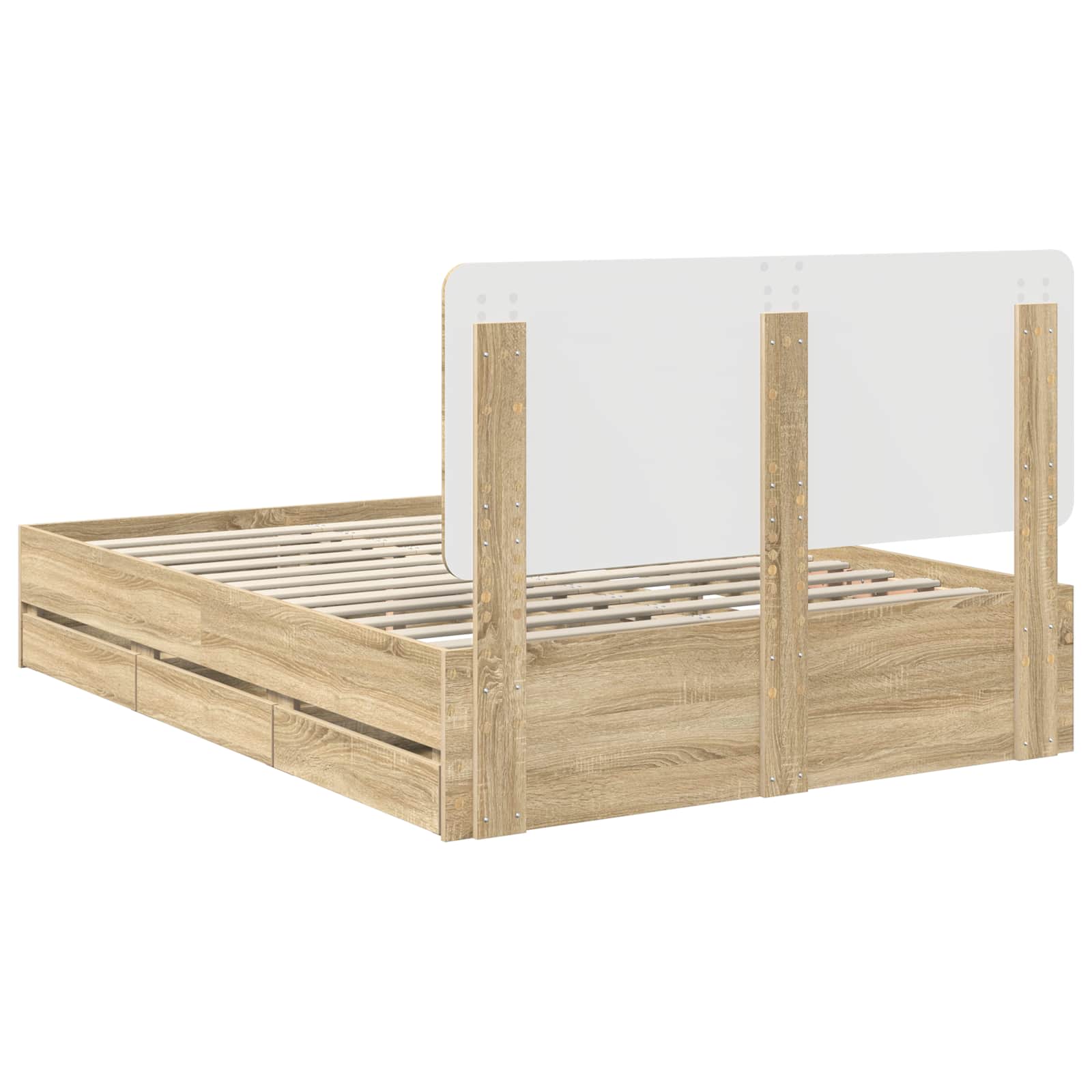 Bedframe met lade Sonoma Eiken 150 x 200 cm Ingenieurshout is nu te koop bij PeponiXL, paradijselijk wonen!