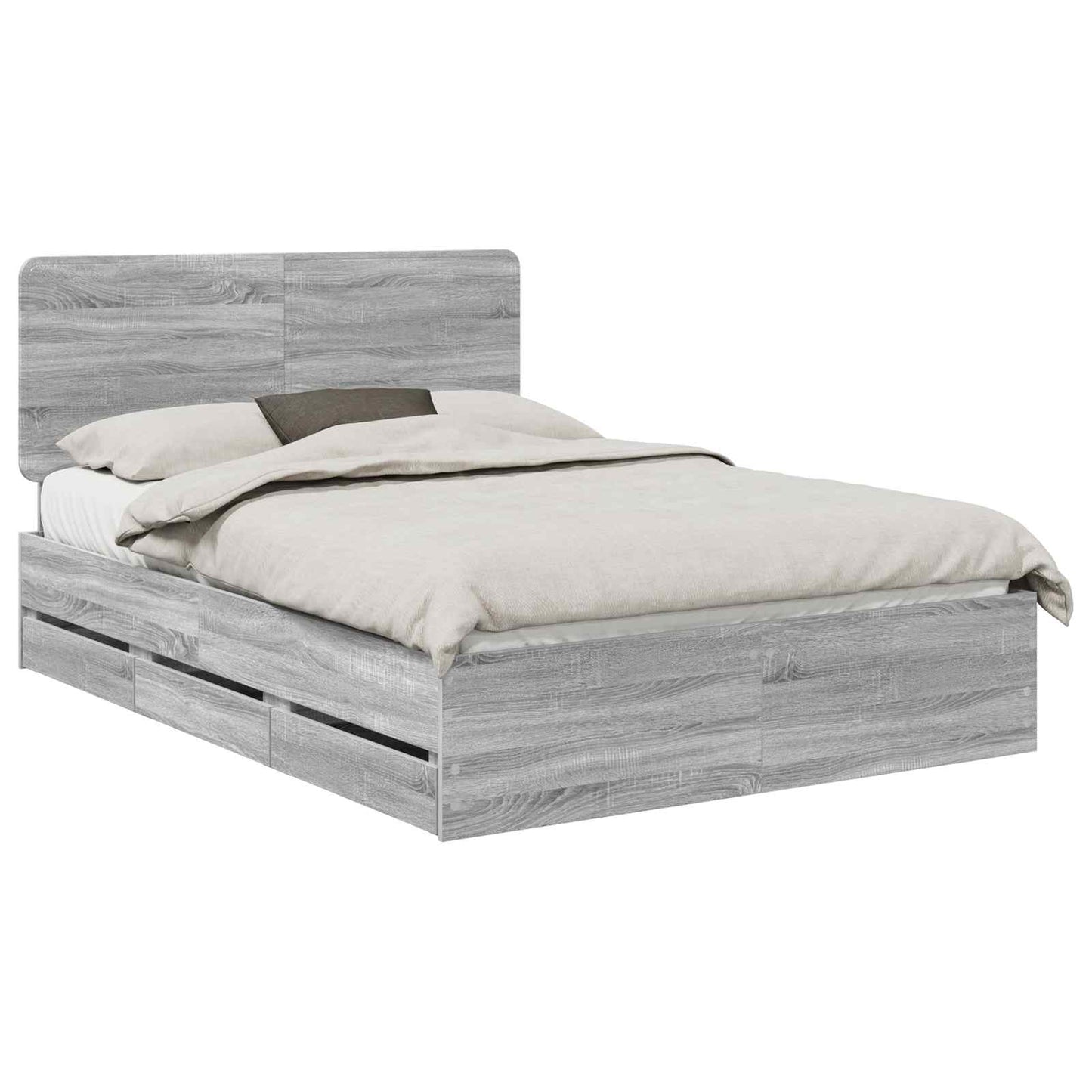 Bedframe met lade Grijs Sonoma 150 x 200 cm Ingenieurshout is nu te koop bij PeponiXL, paradijselijk wonen!