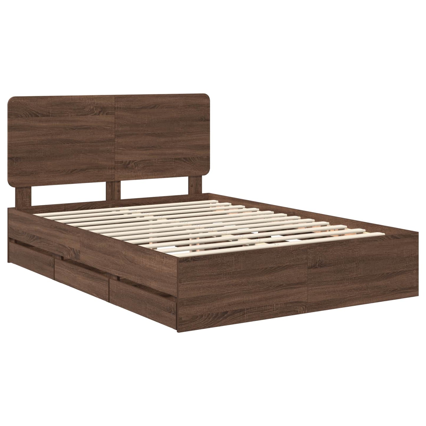 Bedframe met lade Bruin Eiken 150 x 200 cm Ingenieurshout is nu te koop bij PeponiXL, paradijselijk wonen!