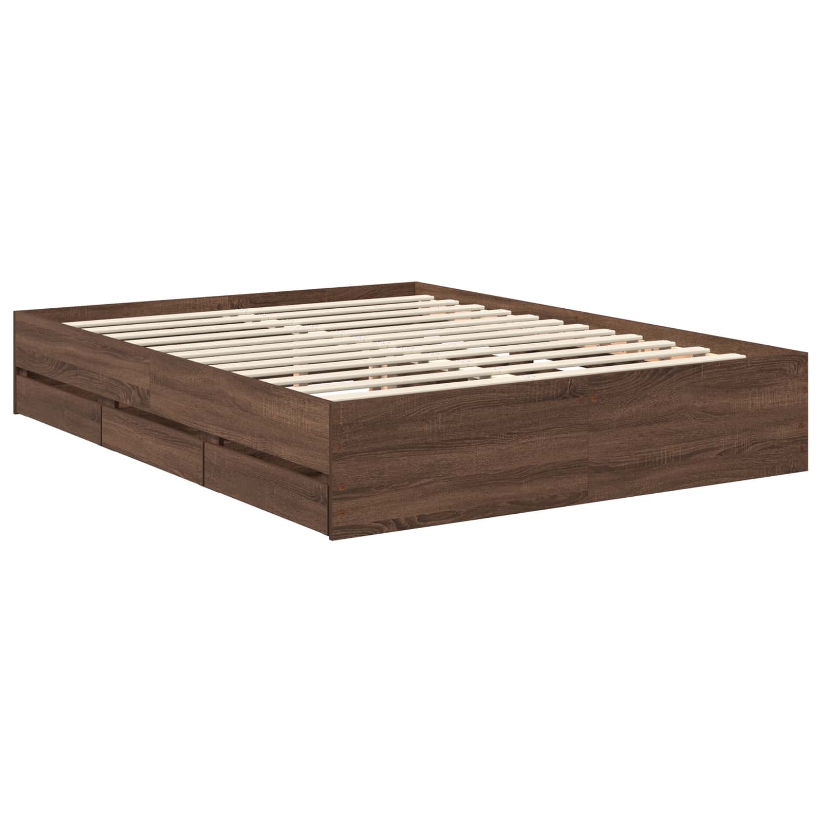 Bedframe met lade Bruin Eiken 150 x 200 cm Ingenieurshout is nu te koop bij PeponiXL, paradijselijk wonen!