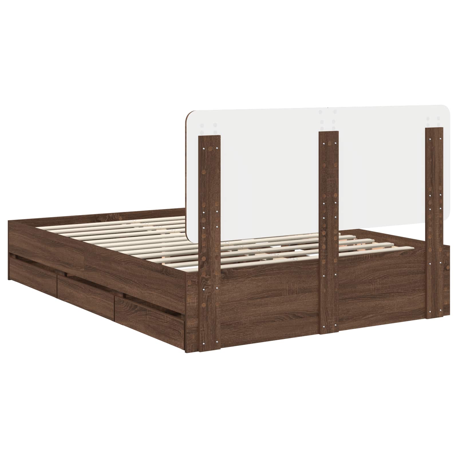 Bedframe met lade Bruin Eiken 150 x 200 cm Ingenieurshout is nu te koop bij PeponiXL, paradijselijk wonen!