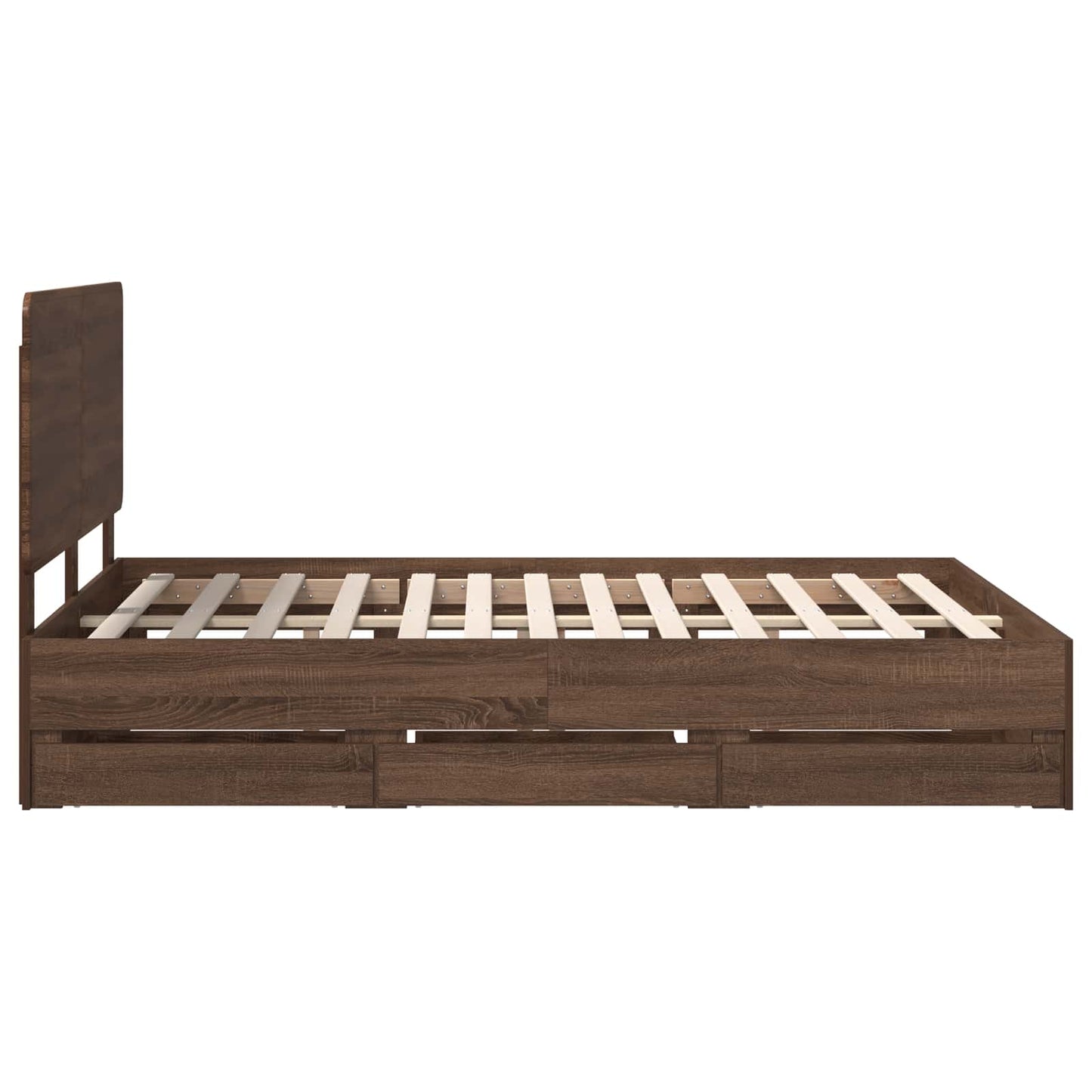 Bedframe met lade Bruin Eiken 150 x 200 cm Ingenieurshout is nu te koop bij PeponiXL, paradijselijk wonen!
