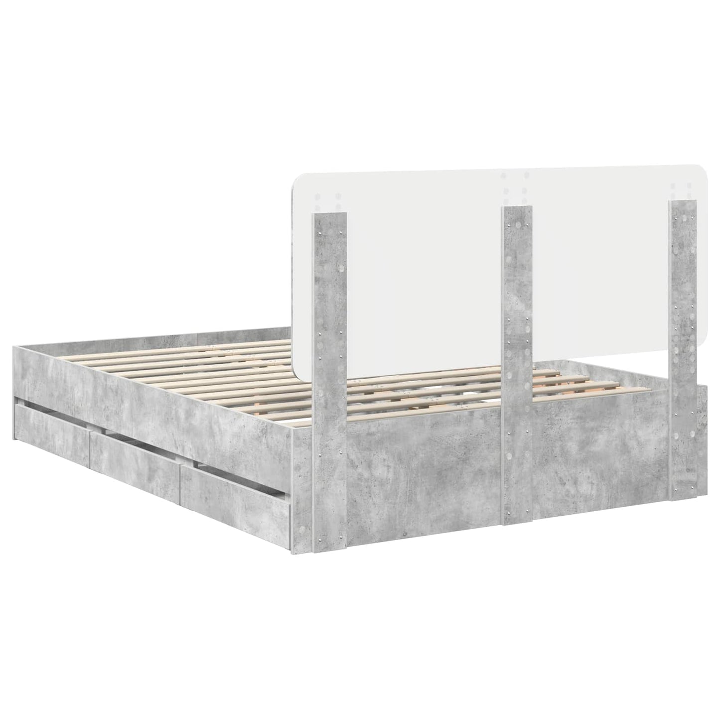 Bedframe met lade Beton Grijs 140 x 200 cm Ingenieurshout is nu te koop bij PeponiXL, paradijselijk wonen!