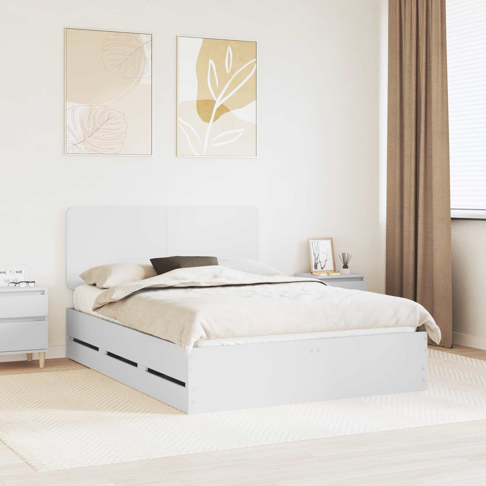 Bedframe met lade met opslag Wit 140 x 190 cm Ingenieurshout is nu te koop bij PeponiXL, paradijselijk wonen!