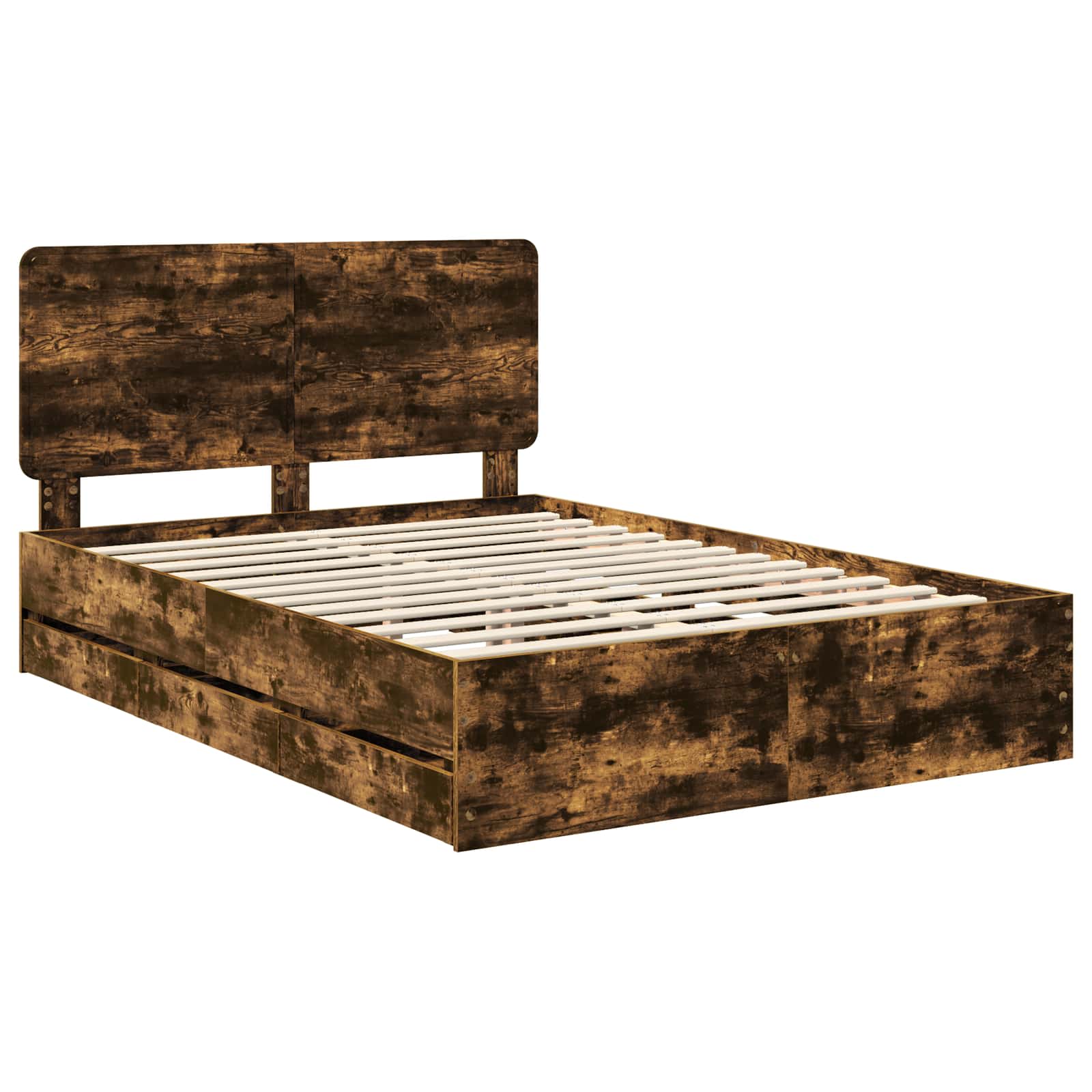 Bedframe met lade Gerookt eiken 140 x 190 cm Ingenieurshout is nu te koop bij PeponiXL, paradijselijk wonen!