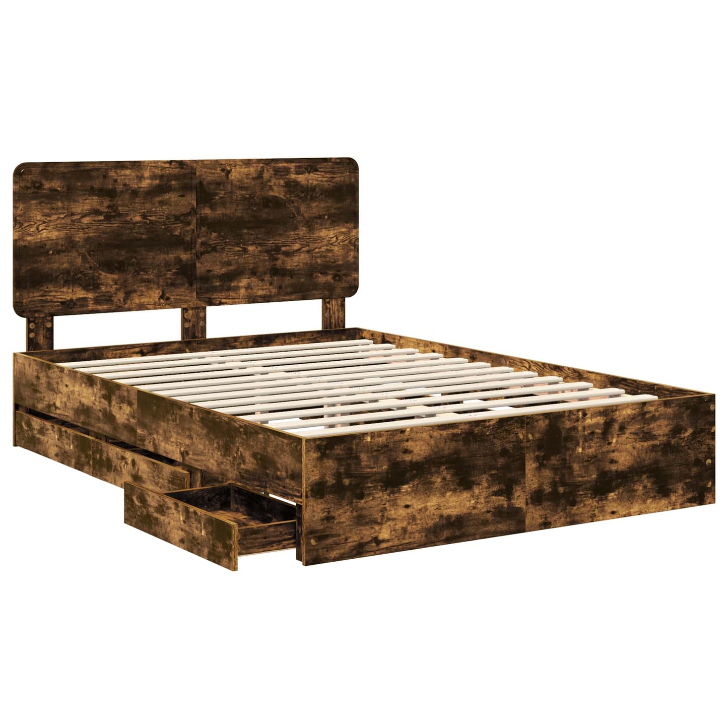Bedframe met lade Gerookt eiken 140 x 190 cm Ingenieurshout is nu te koop bij PeponiXL, paradijselijk wonen!
