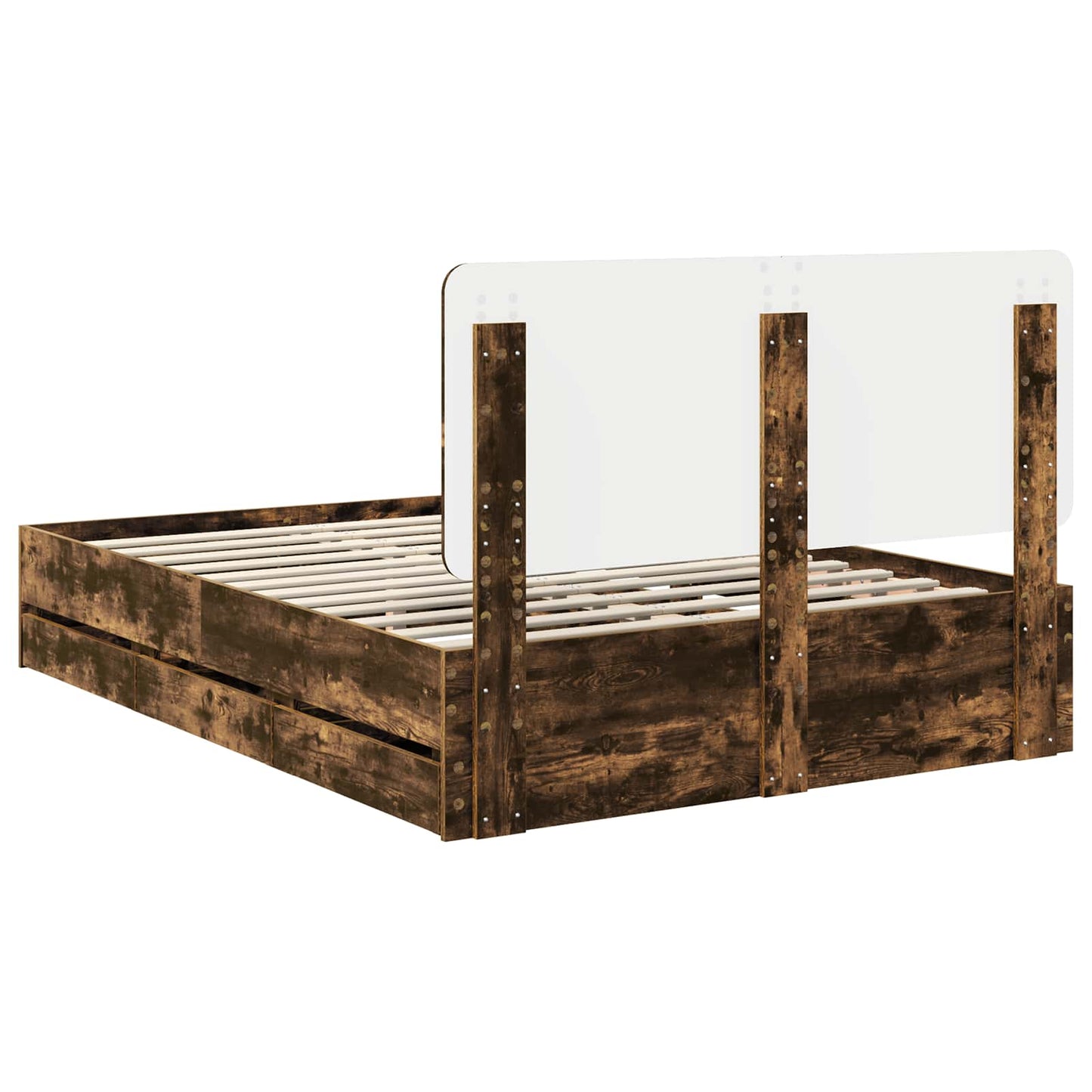 Bedframe met lade Gerookt eiken 140 x 190 cm Ingenieurshout is nu te koop bij PeponiXL, paradijselijk wonen!