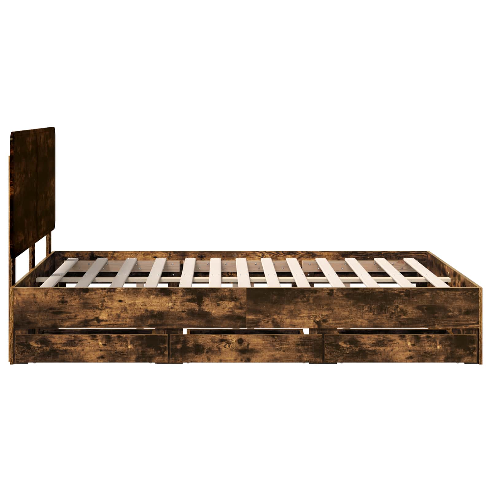 Bedframe met lade Gerookt eiken 140 x 190 cm Ingenieurshout is nu te koop bij PeponiXL, paradijselijk wonen!