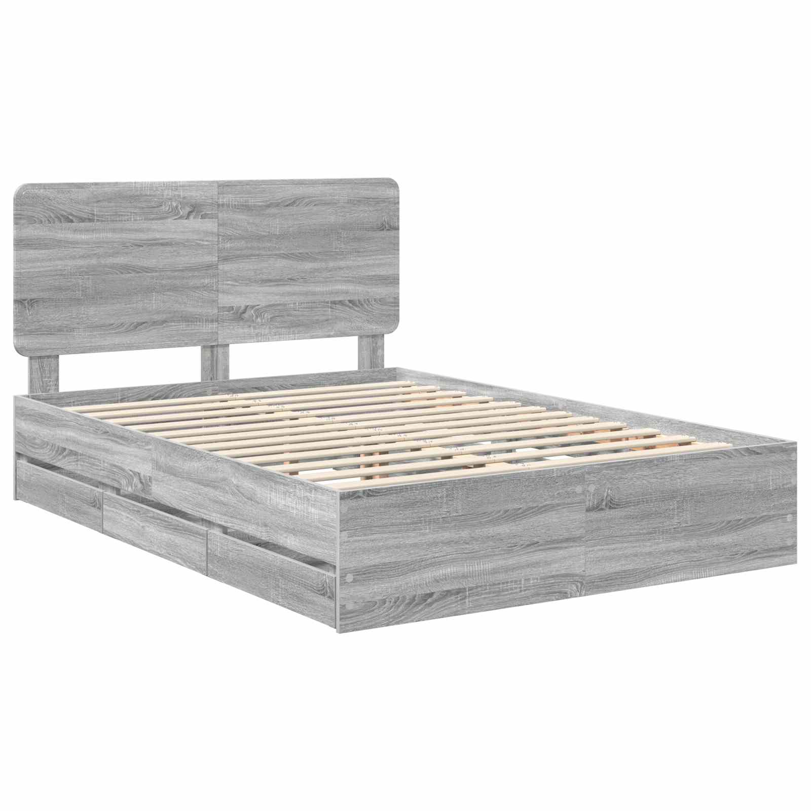 Bedframe met lade Grijs Sonoma 140 x 190 cm Ingenieurshout is nu te koop bij PeponiXL, paradijselijk wonen!