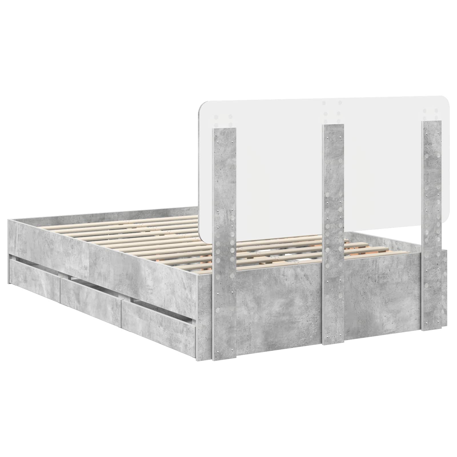 Bedframe met lade Beton Grijs 135 x 190 cm Ingenieurshout is nu te koop bij PeponiXL, paradijselijk wonen!