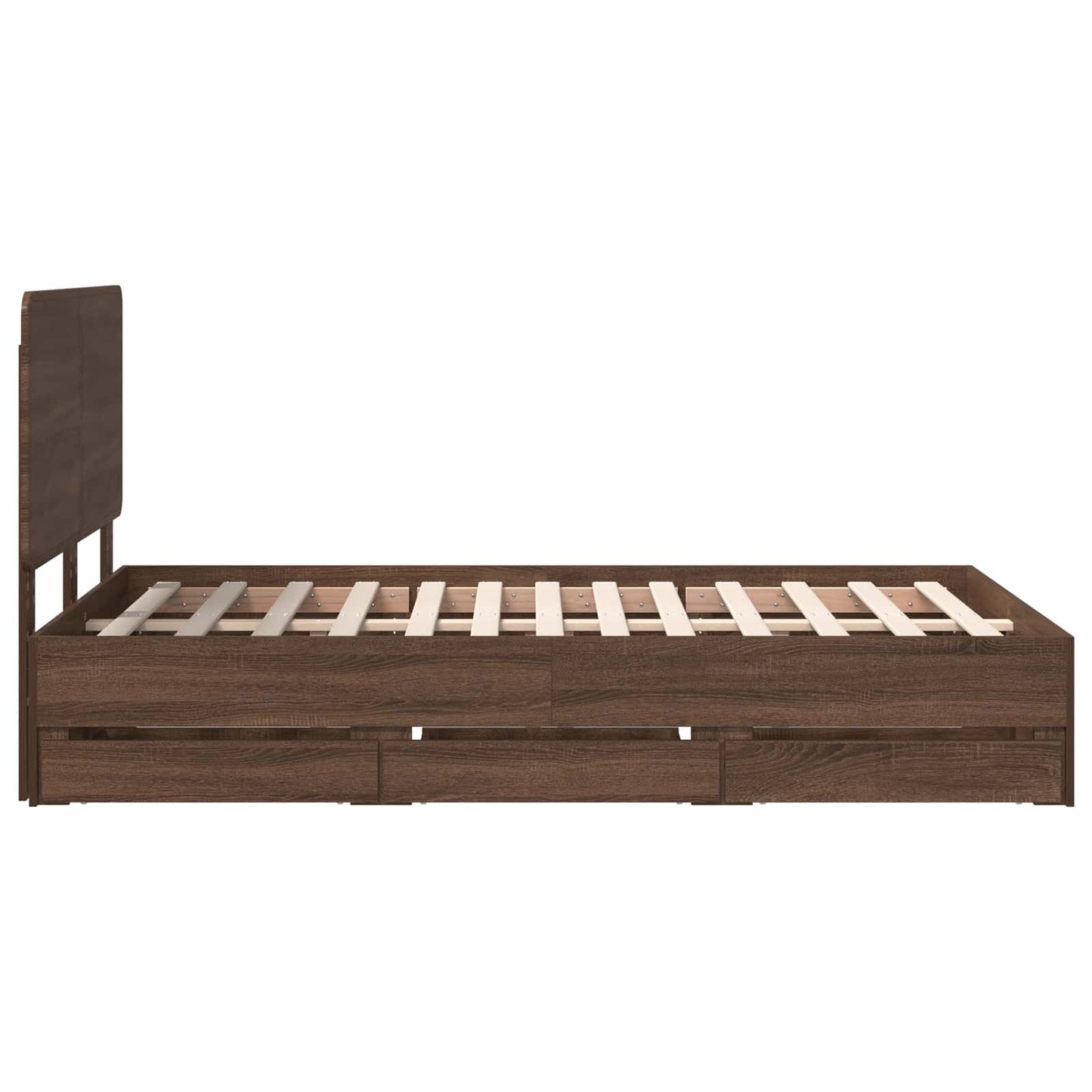Bedframe met lade Bruin Eiken 135 x 190 cm Ingenieurshout is nu te koop bij PeponiXL, paradijselijk wonen!