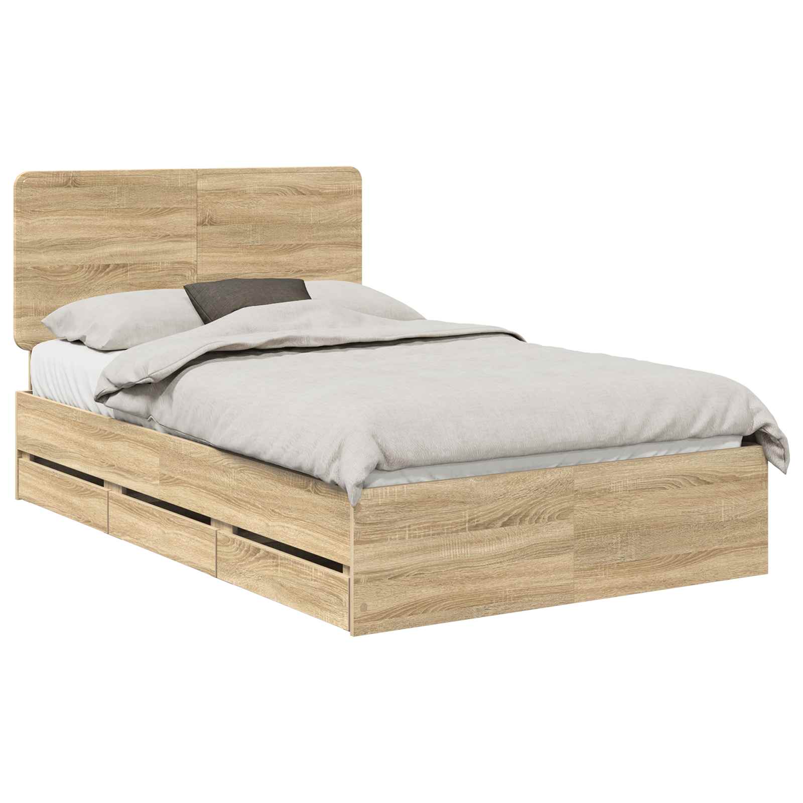 Bedframe met lade Sonoma Eiken 120 x 200 cm Ingenieurshout is nu te koop bij PeponiXL, paradijselijk wonen!
