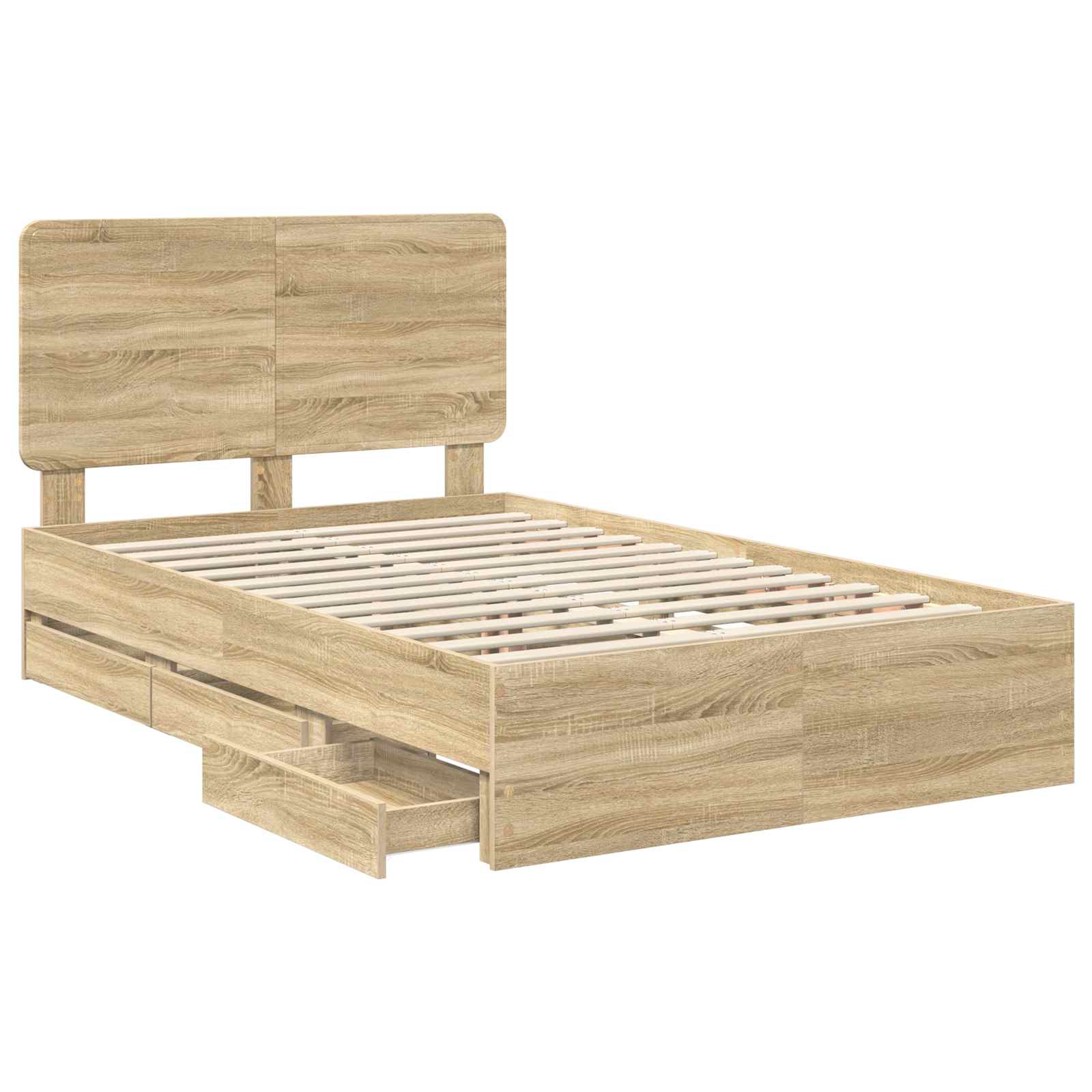 Bedframe met lade Sonoma Eiken 120 x 200 cm Ingenieurshout is nu te koop bij PeponiXL, paradijselijk wonen!