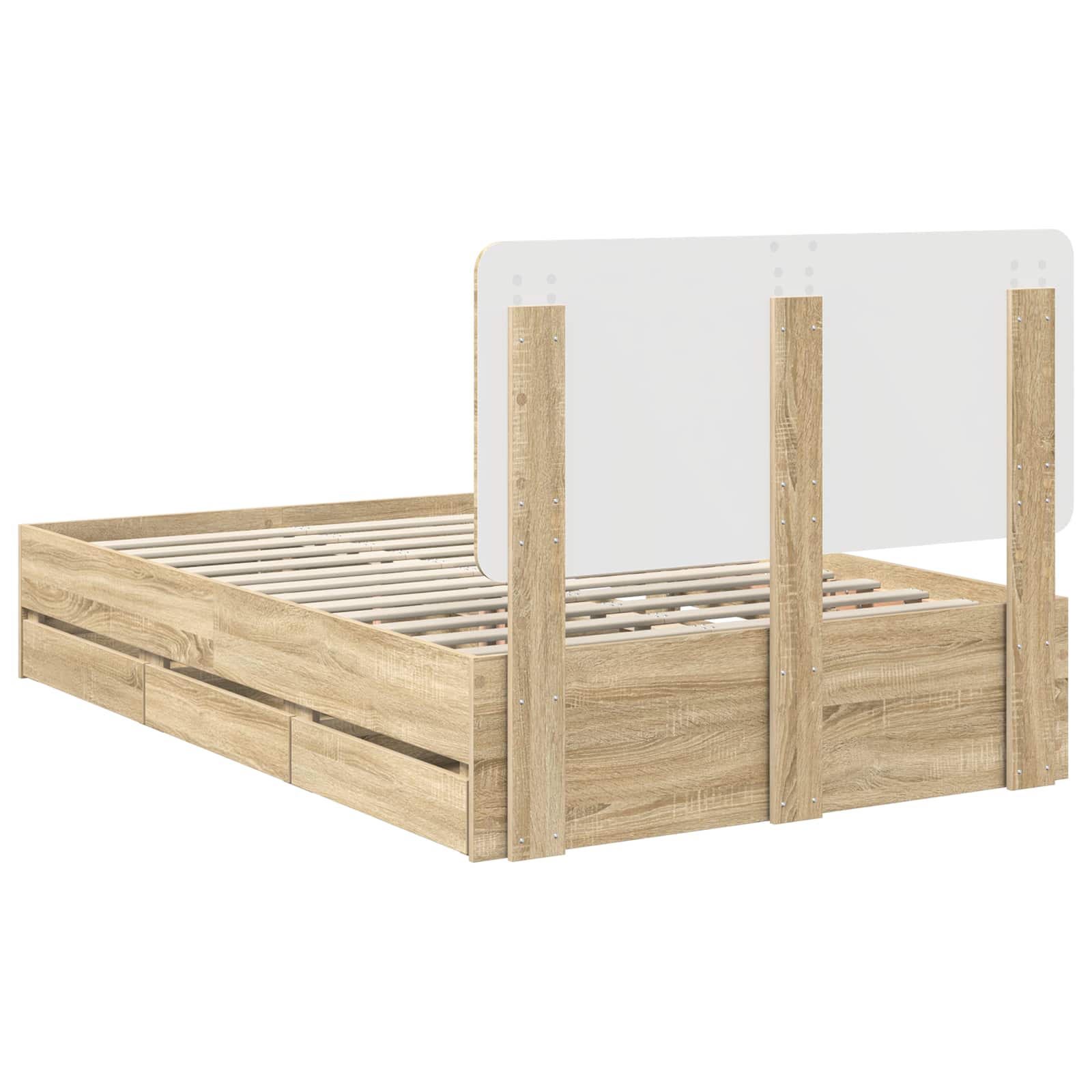 Bedframe met lade Sonoma Eiken 120 x 200 cm Ingenieurshout is nu te koop bij PeponiXL, paradijselijk wonen!