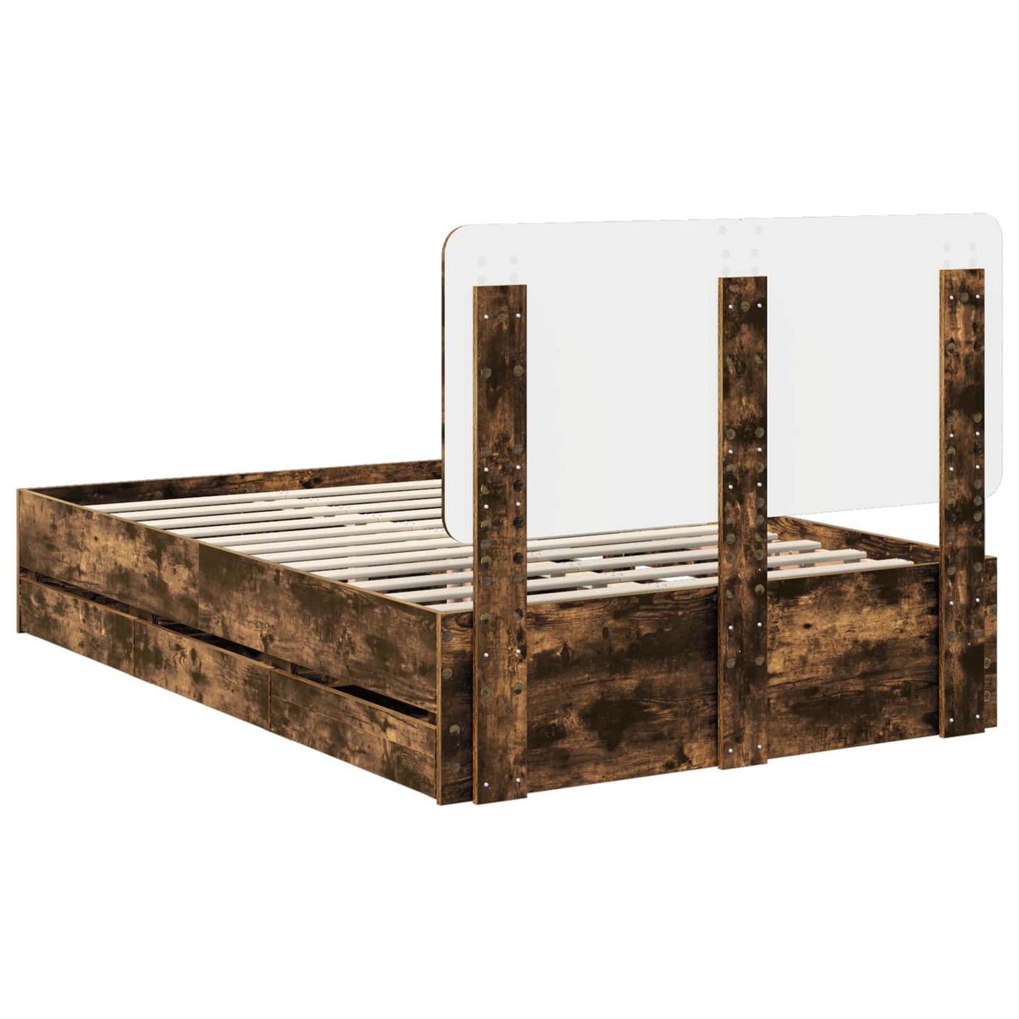 Bedframe met lade Gerookt eiken 120 x 200 cm Ingenieurshout is nu te koop bij PeponiXL, paradijselijk wonen!