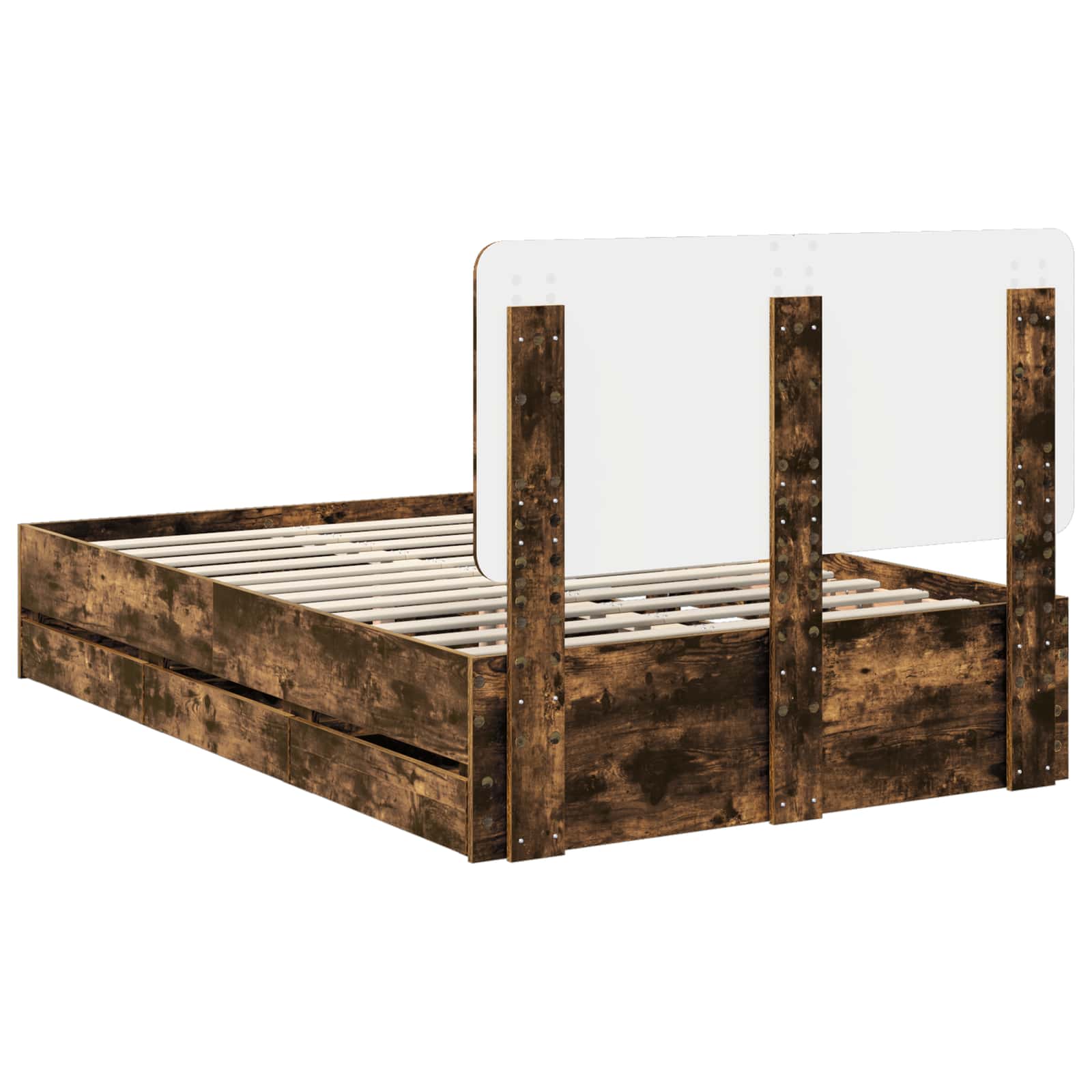 Bedframe met lade Gerookt eiken 120 x 200 cm Ingenieurshout is nu te koop bij PeponiXL, paradijselijk wonen!