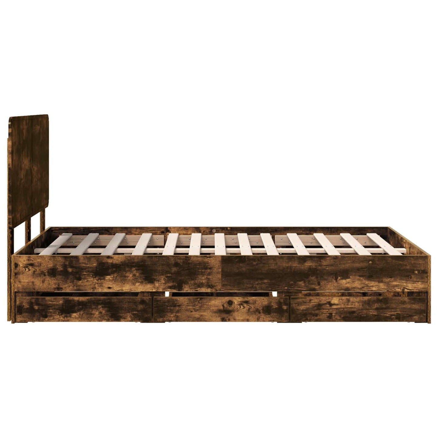 Bedframe met lade Gerookt eiken 120 x 200 cm Ingenieurshout is nu te koop bij PeponiXL, paradijselijk wonen!