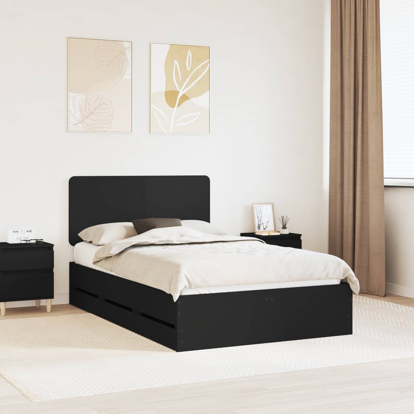 Bedframe met lade met opslag Zwart 120 x 190 cm Ingenieurshout is nu te koop bij PeponiXL, paradijselijk wonen!