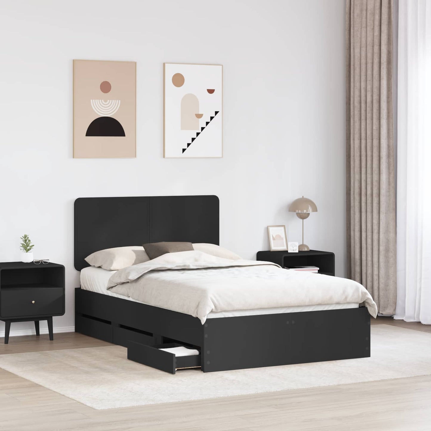 Bedframe met lade met opslag Zwart 120 x 190 cm Ingenieurshout is nu te koop bij PeponiXL, paradijselijk wonen!