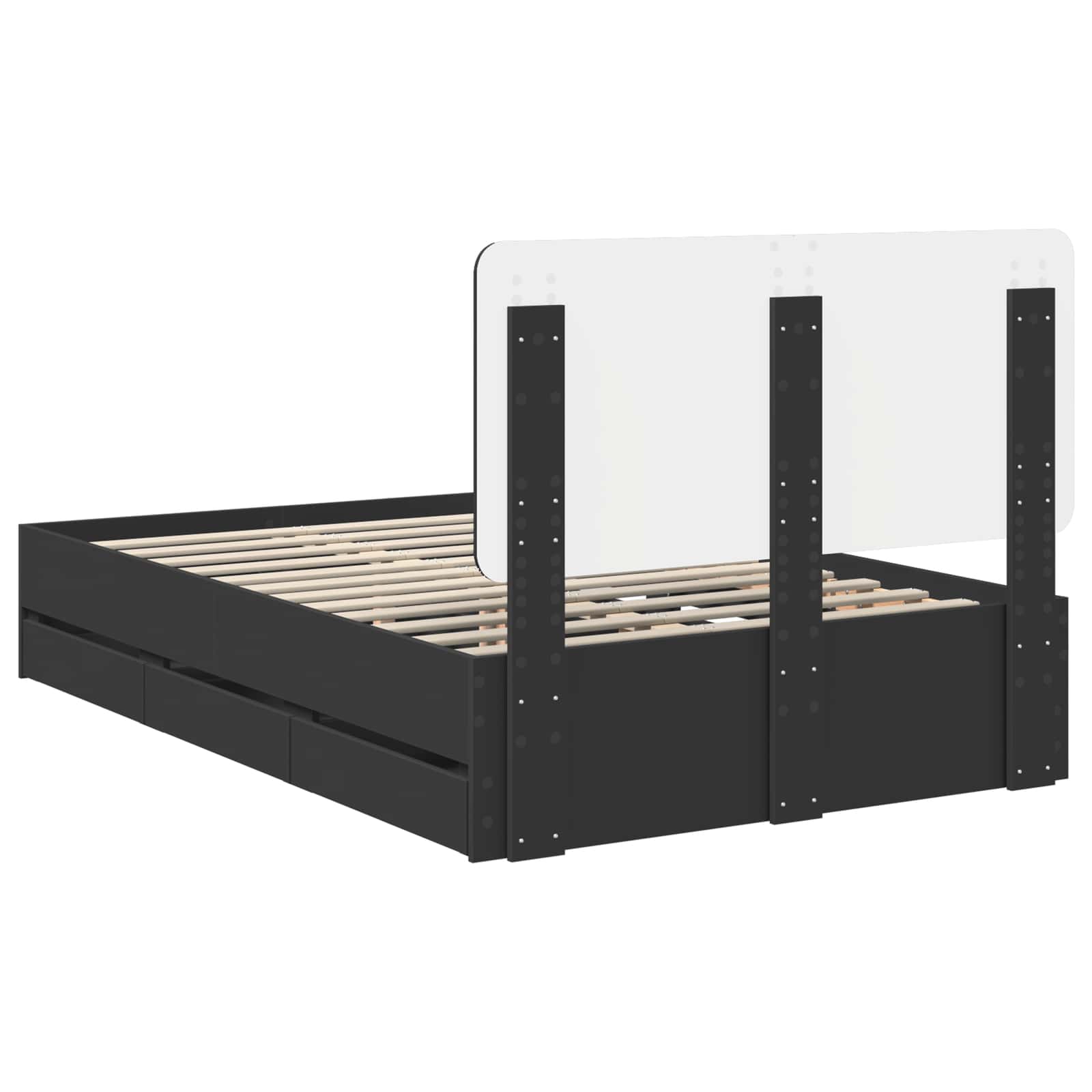 Bedframe met lade met opslag Zwart 120 x 190 cm Ingenieurshout is nu te koop bij PeponiXL, paradijselijk wonen!