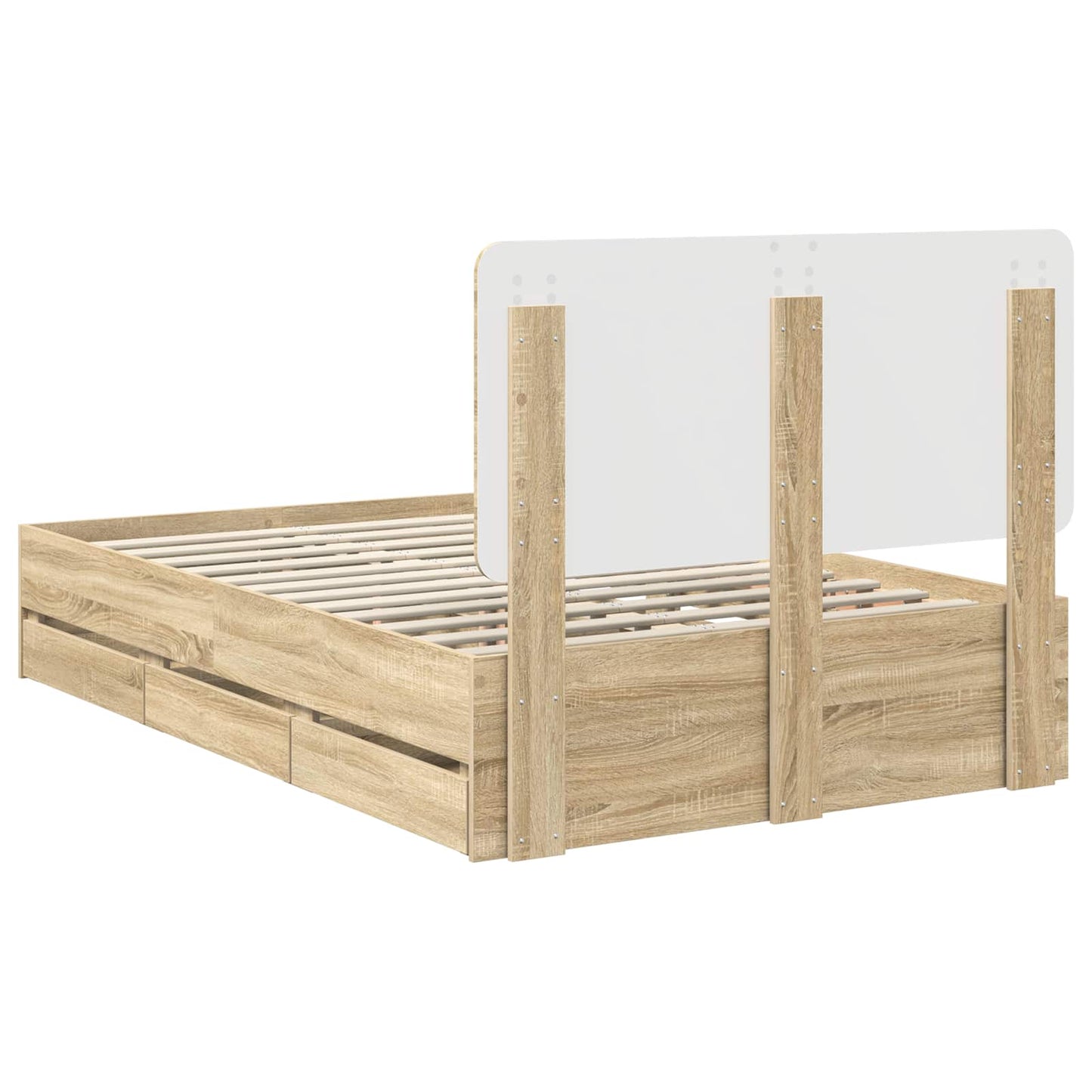 Bedframe met lade Sonoma Eiken 120 x 190 cm Ingenieurshout is nu te koop bij PeponiXL, paradijselijk wonen!