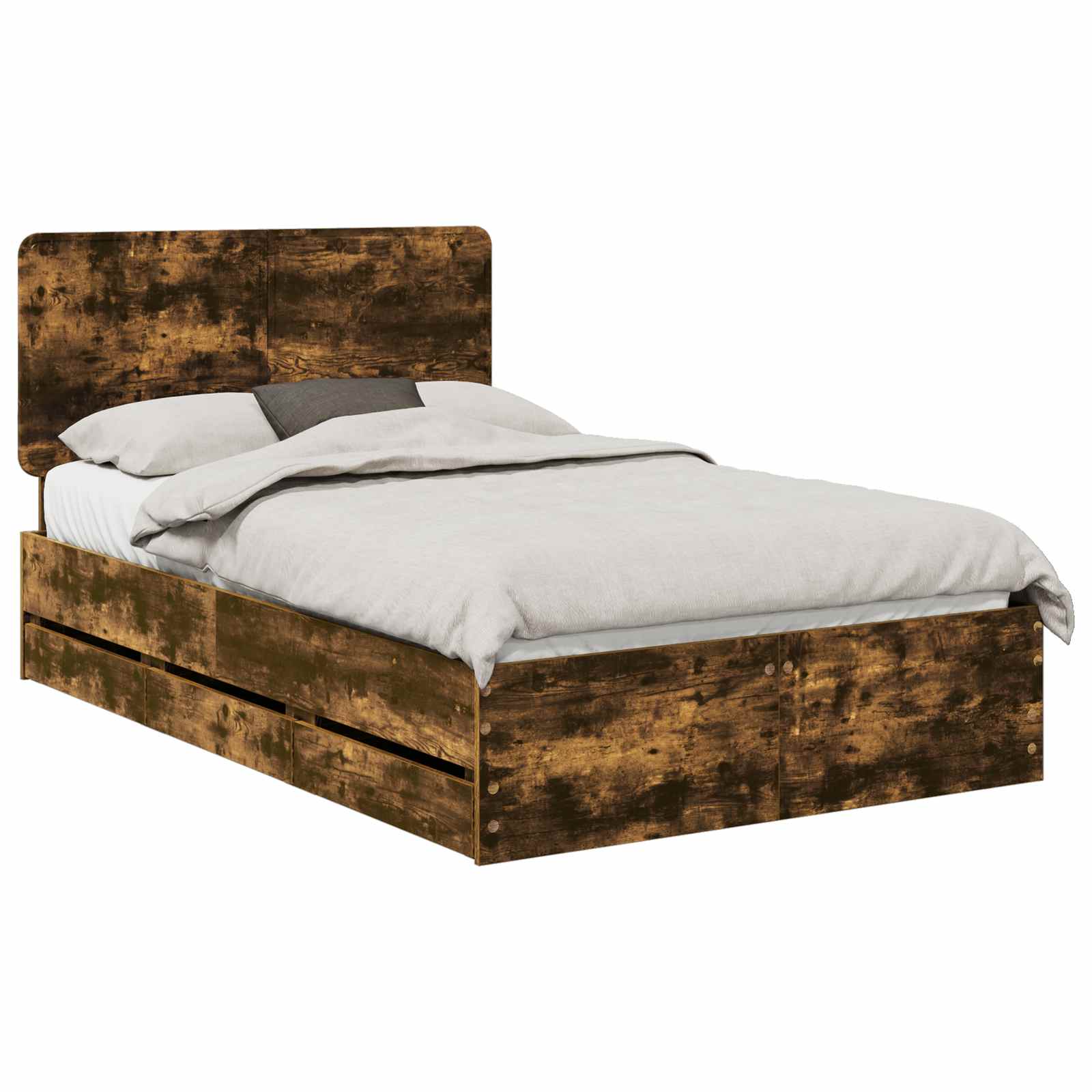 Bedframe met lade Gerookt eiken 120 x 190 cm Ingenieurshout is nu te koop bij PeponiXL, paradijselijk wonen!