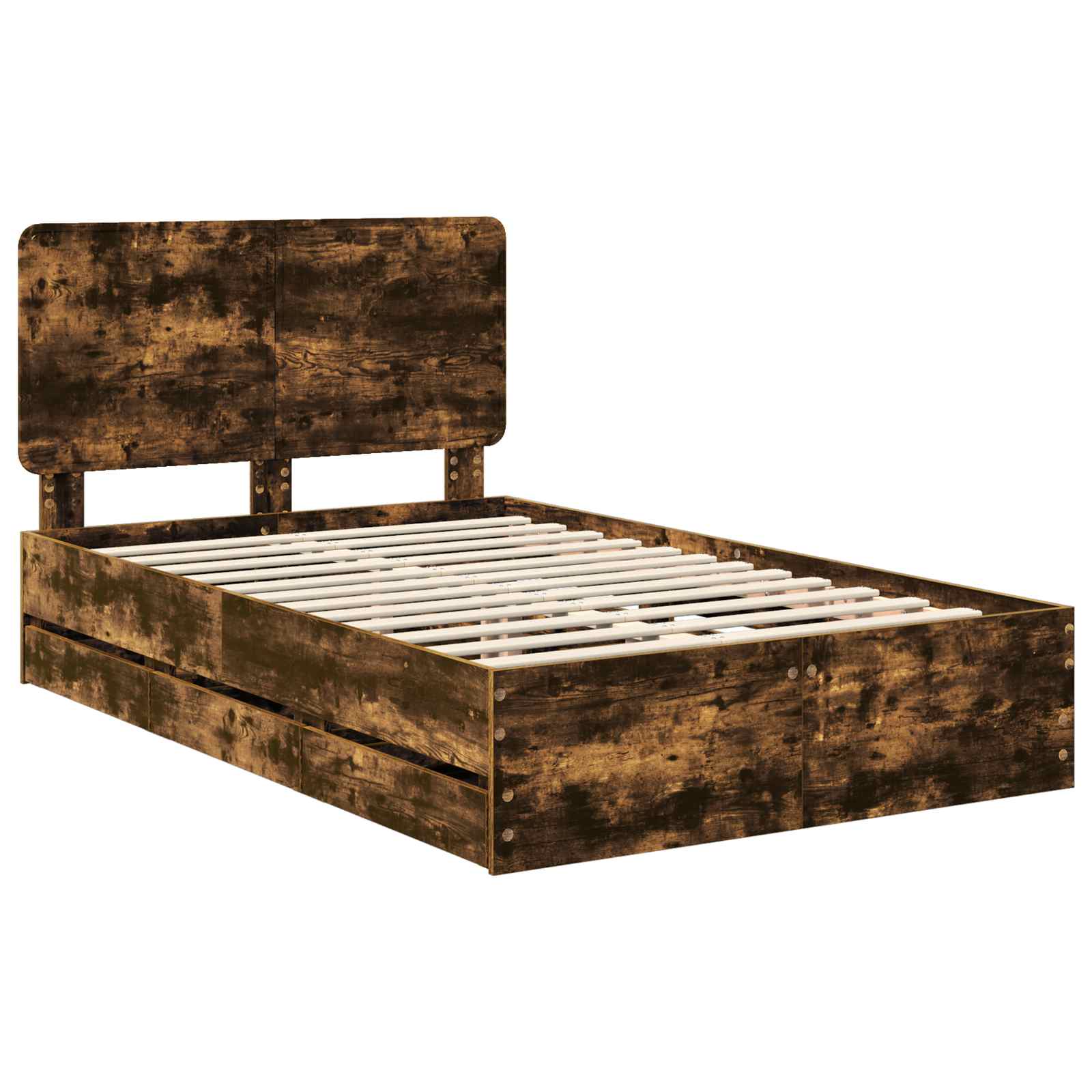Bedframe met lade Gerookt eiken 120 x 190 cm Ingenieurshout is nu te koop bij PeponiXL, paradijselijk wonen!
